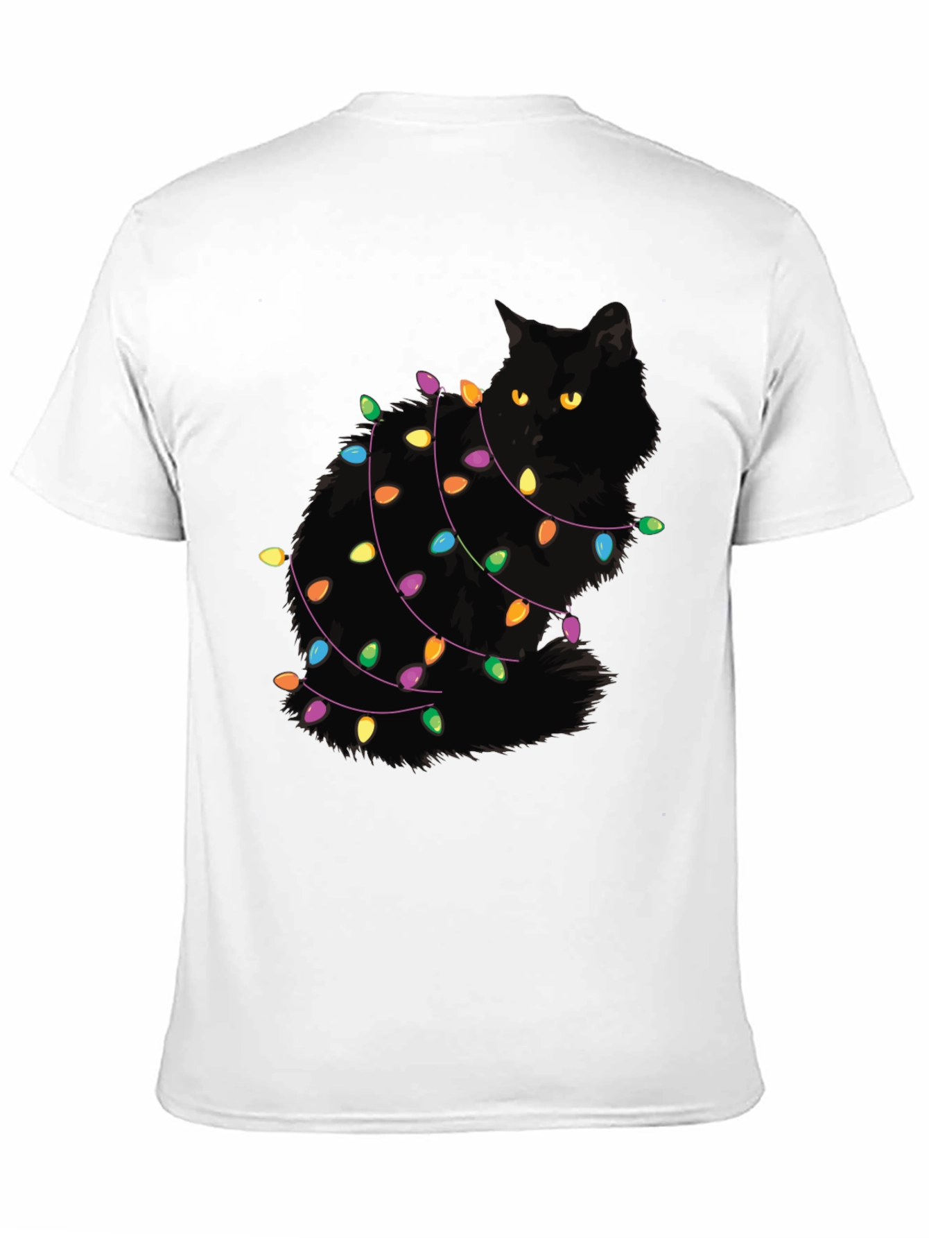 Festive Cat Christmas Lights Graphic Tee