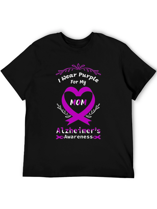 Purple Alzheimers Awareness T-Shirt - I Wear Purple For My Mom