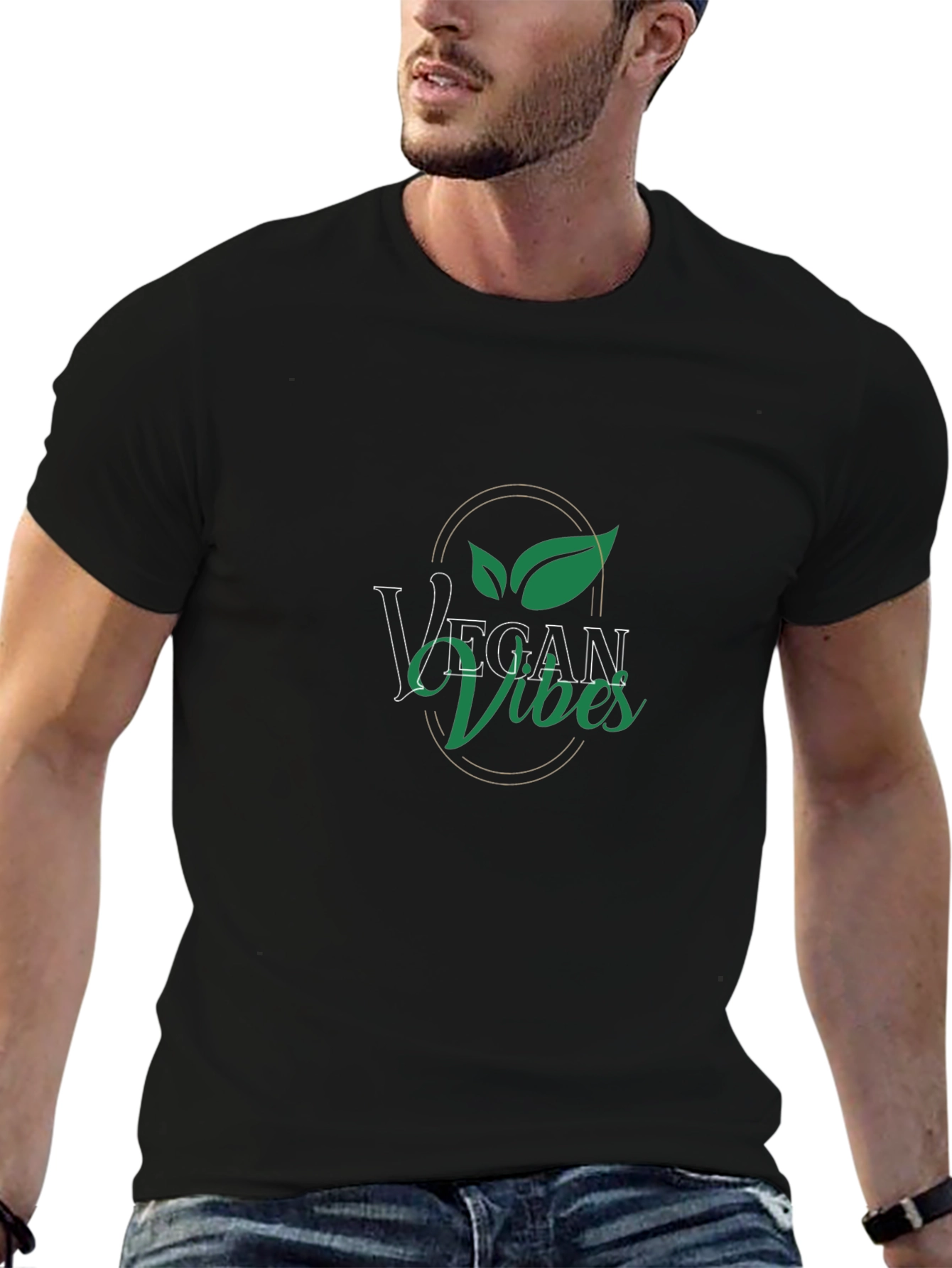 Vegan Vibes Graphic Tee - Black Cotton T-Shirt