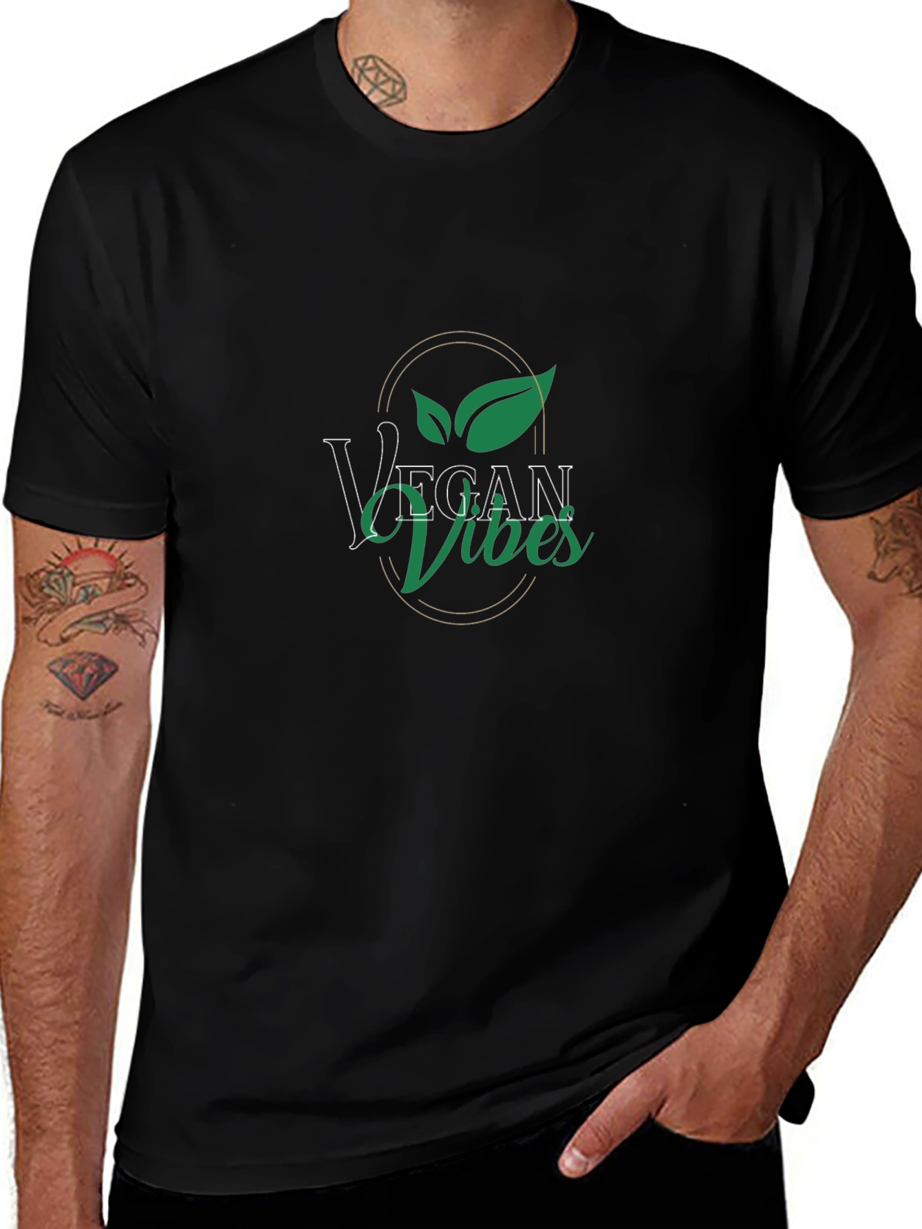 Vegan Vibes Graphic Tee - Black Cotton T-Shirt