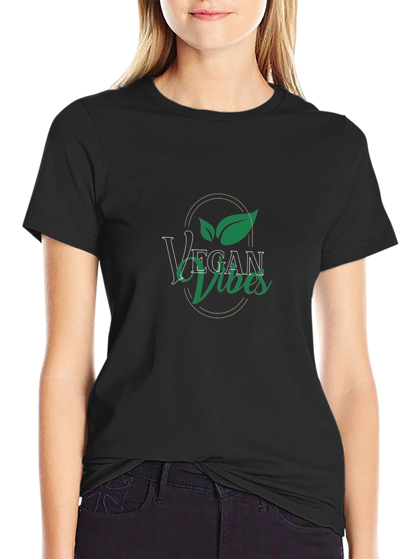 Vegan Vibes Graphic Tee - Black Cotton T-Shirt