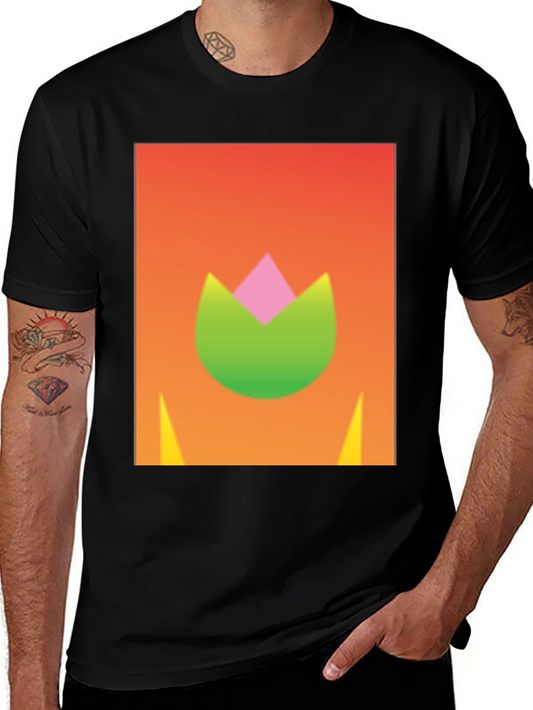 Modern Tulip Graphic Black T-Shirt