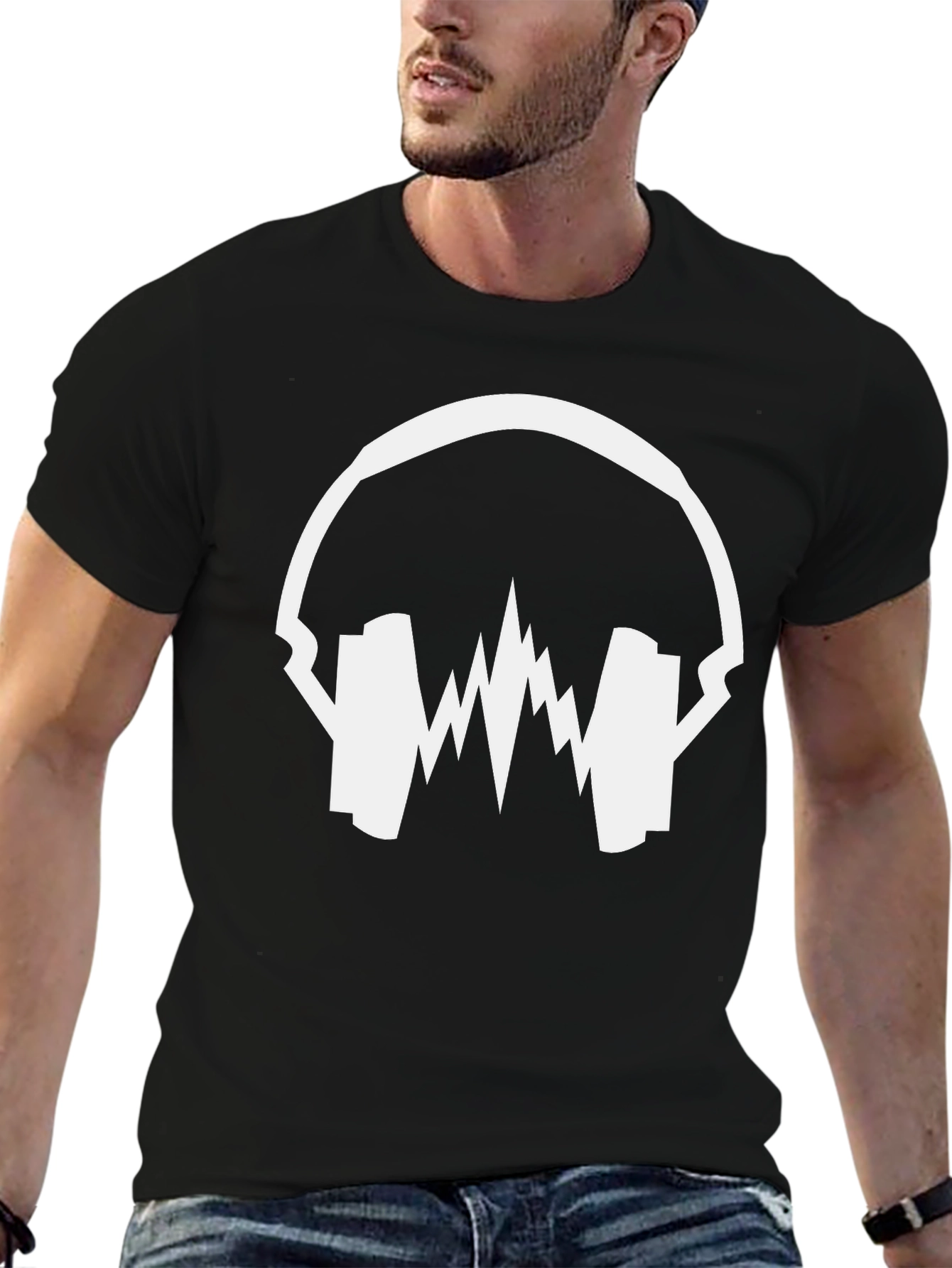 Soundwave Headphones Graphic Tee - Black Cotton T-Shirt