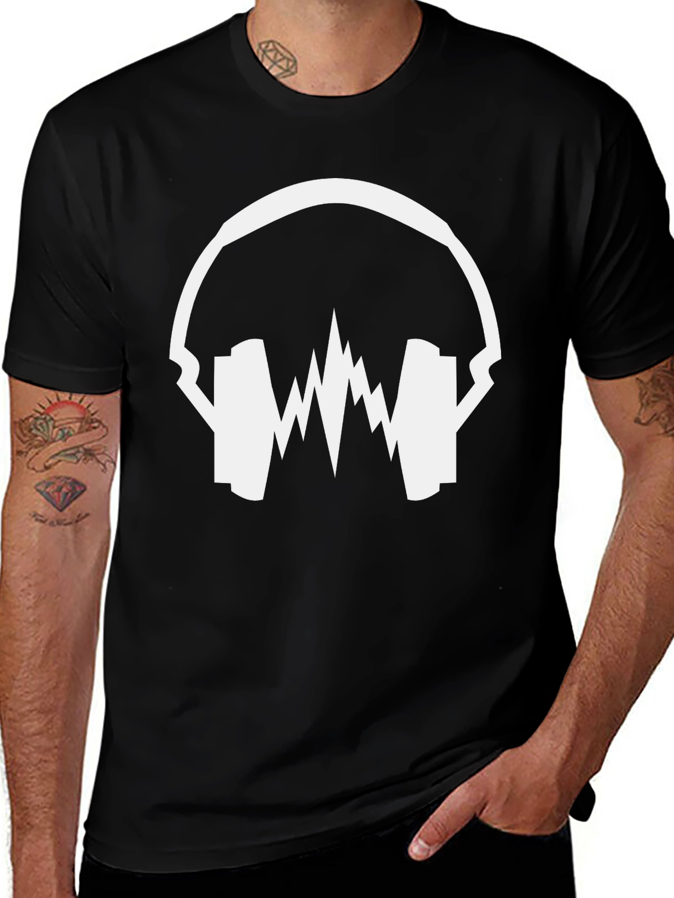 Soundwave Headphones Graphic Tee - Black Cotton T-Shirt