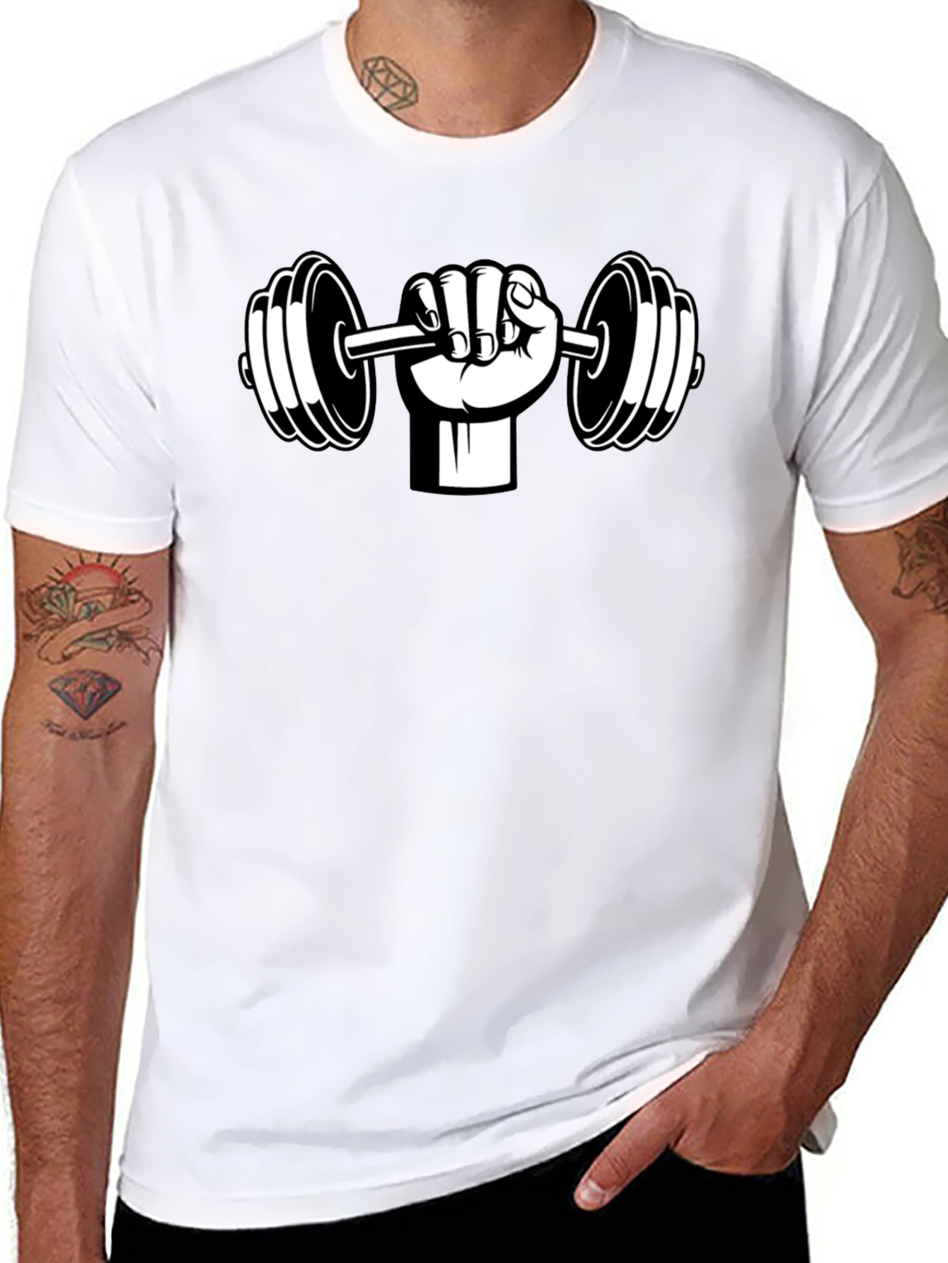 Weightlifting Graphic Tee - Black Cotton Gym Shirt