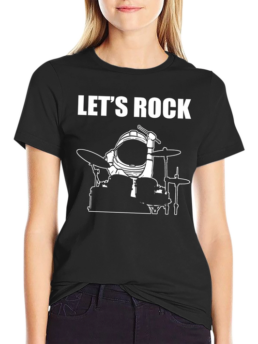 Lets Rock Spaceman Drummer Graphic Tee