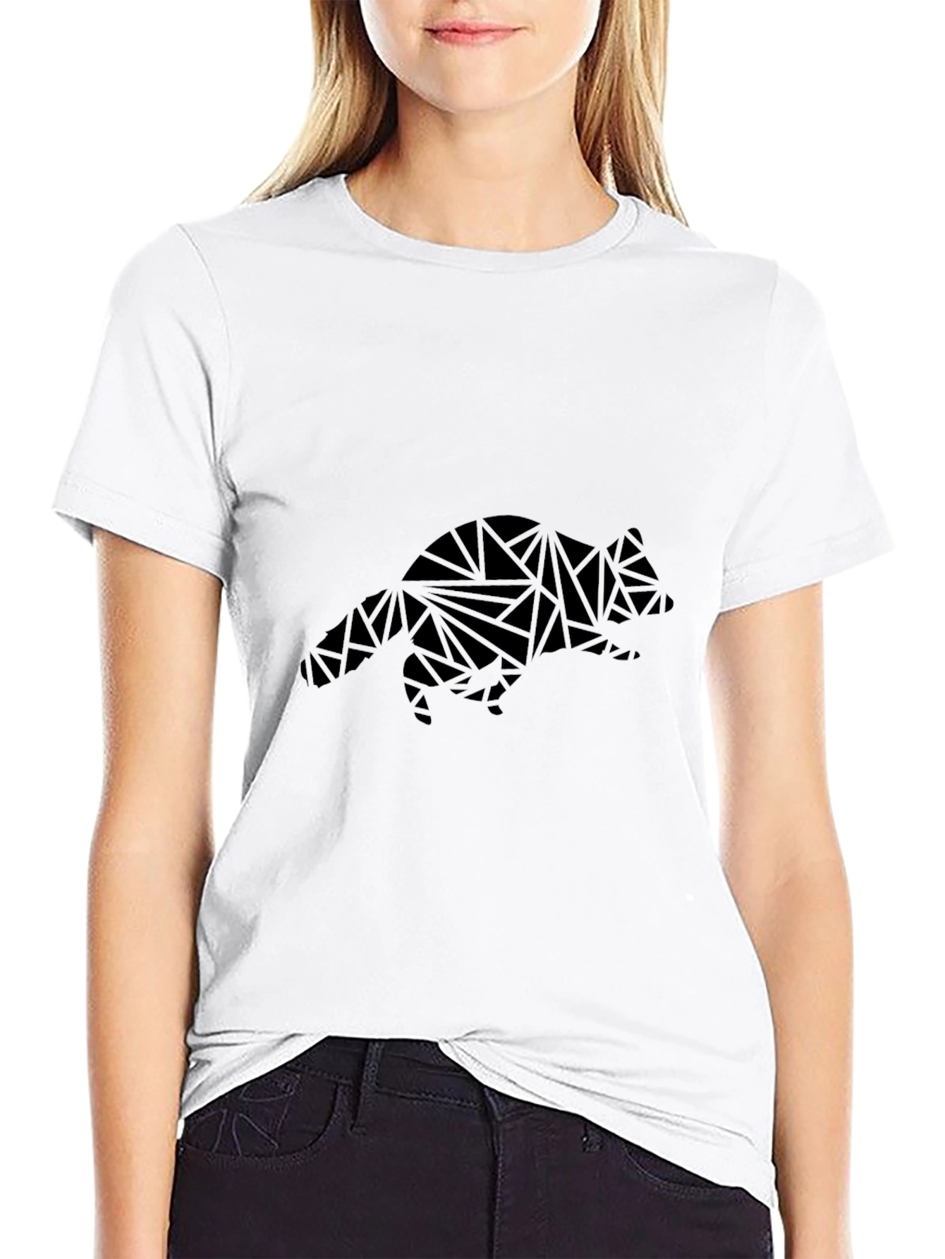 Geometric Fox Graphic Black T-Shirt