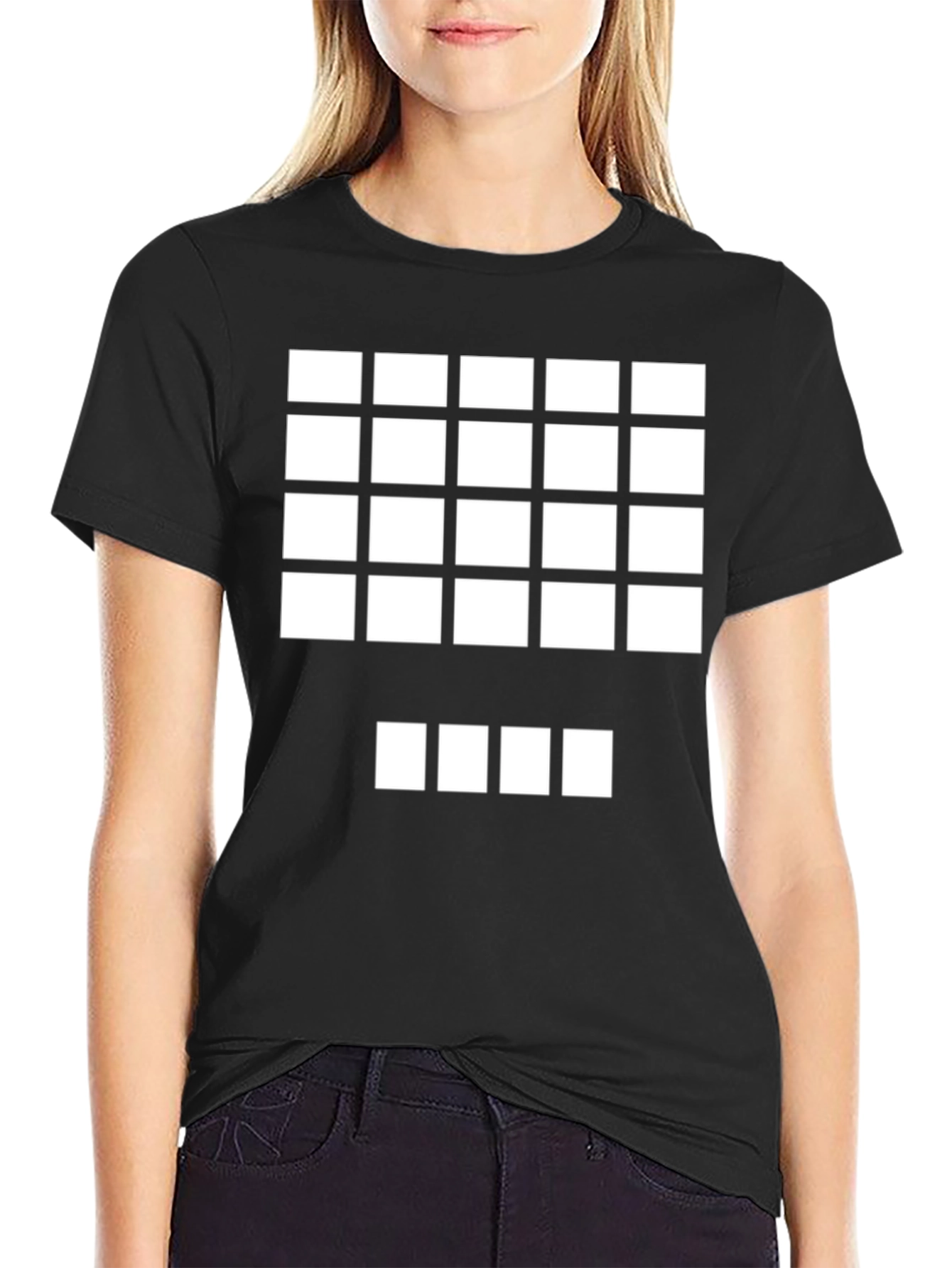Pixel Grid Graphic Tee - Minimalist Design