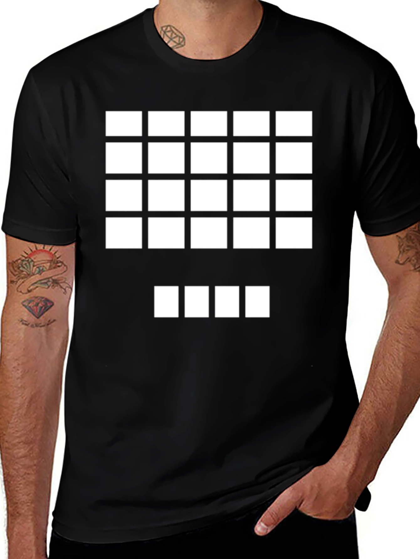 Pixel Grid Graphic Tee - Minimalist Design