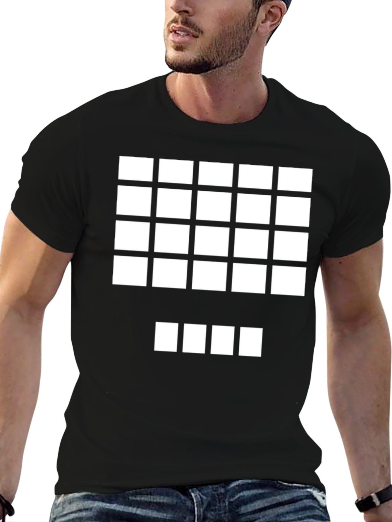 Pixel Grid Graphic Tee - Minimalist Design