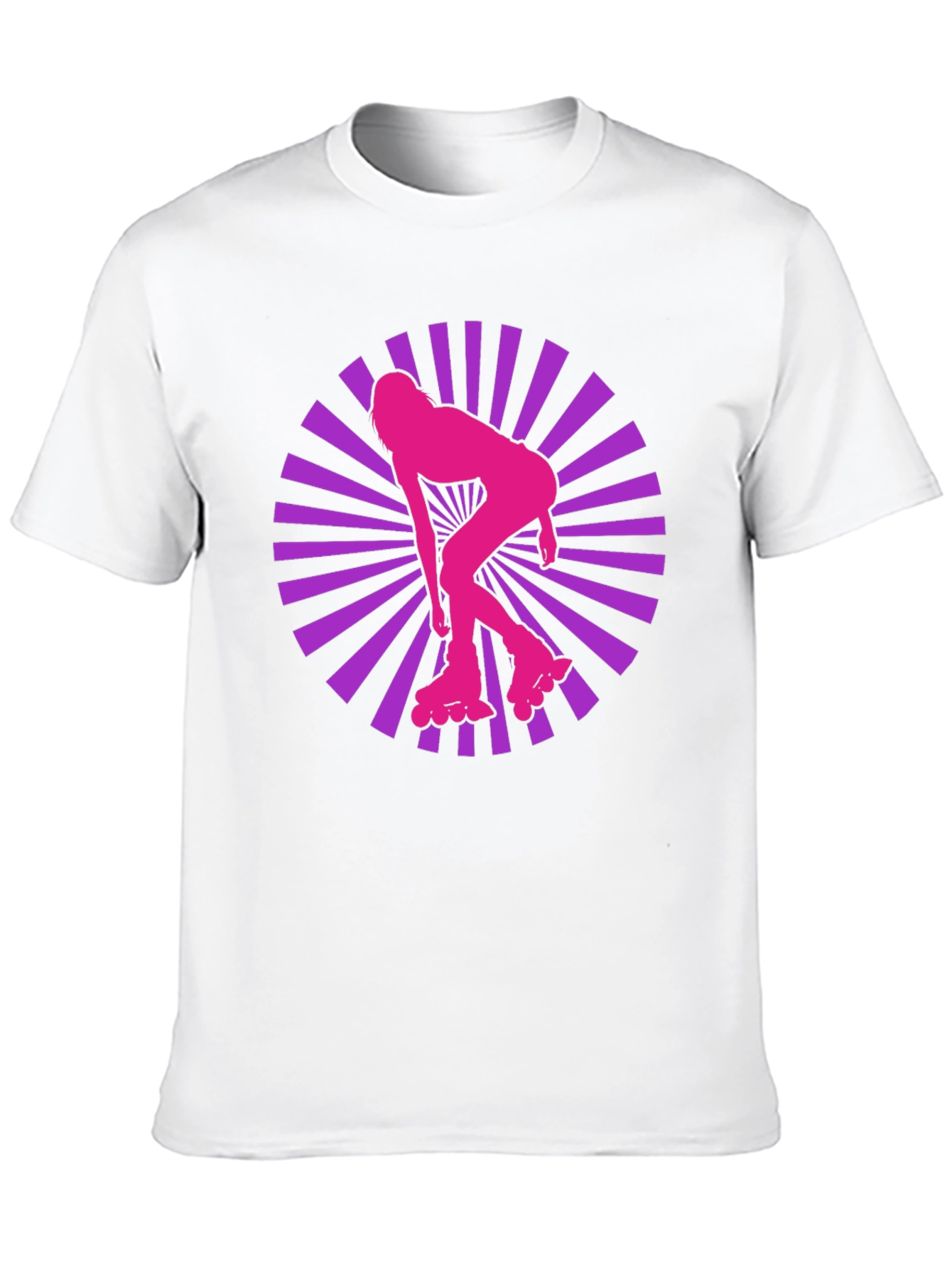 Retro Roller Girl T-Shirt - Black Cotton Blend