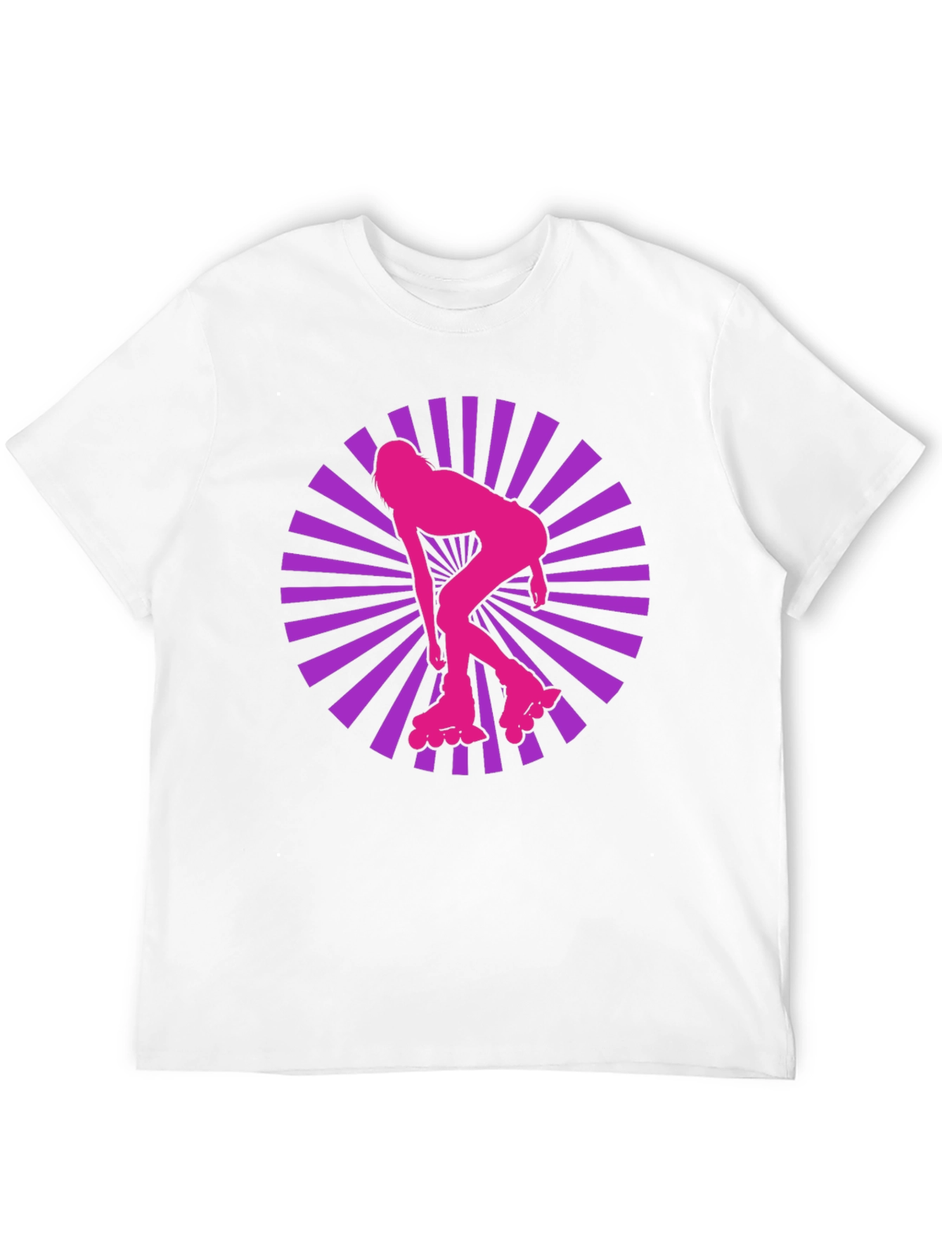 Retro Roller Girl T-Shirt - Black Cotton Blend