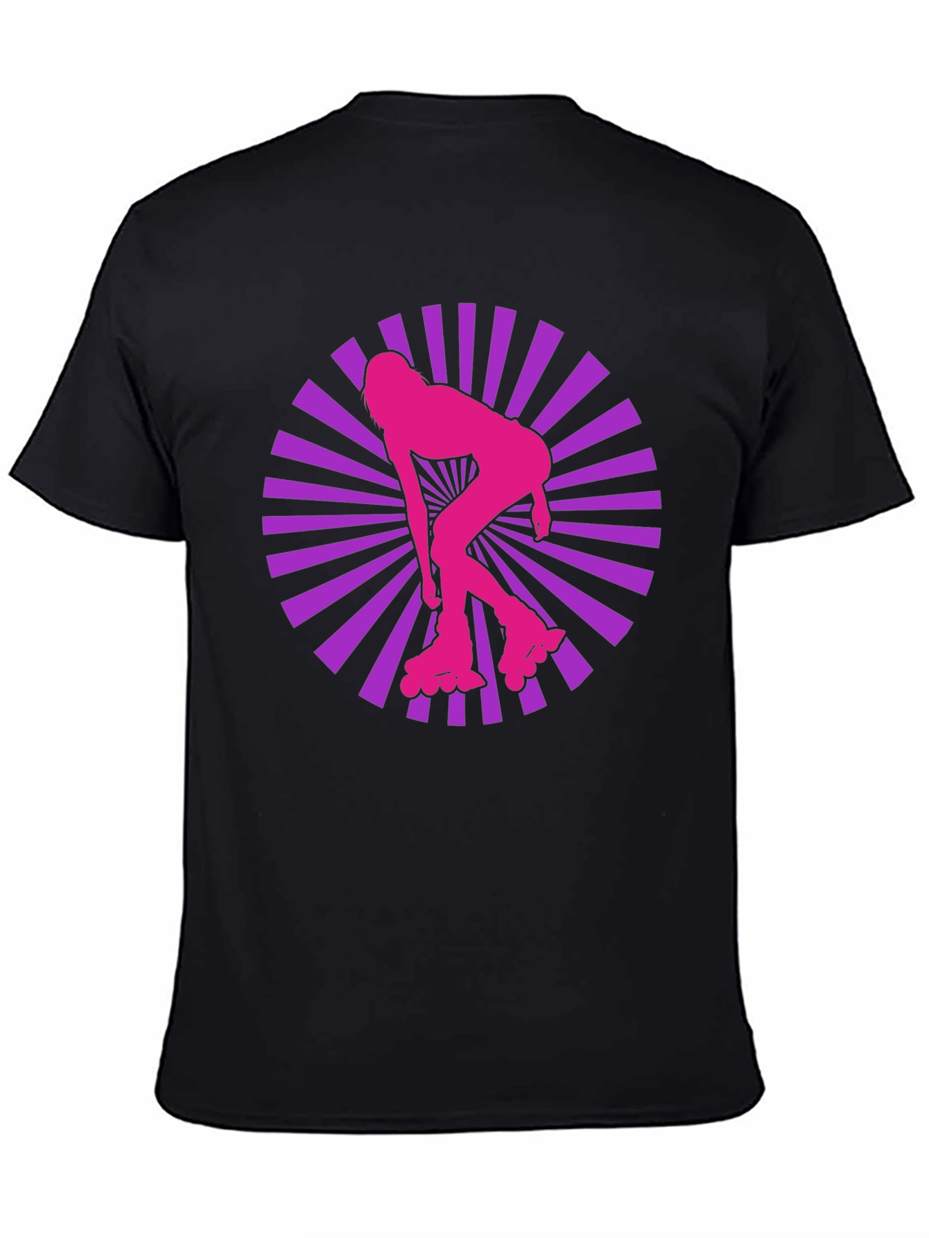 Retro Roller Girl T-Shirt - Black Cotton Blend