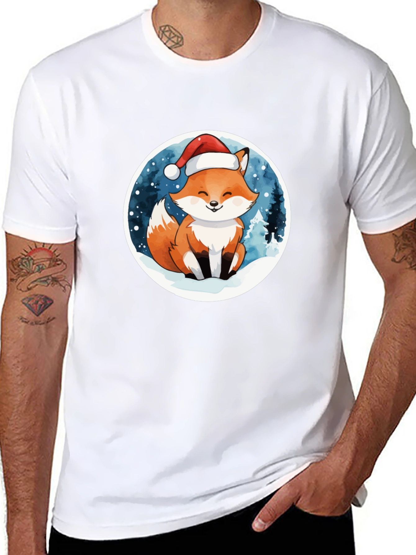 Festive Fox Graphic Tee - Holiday Cheer