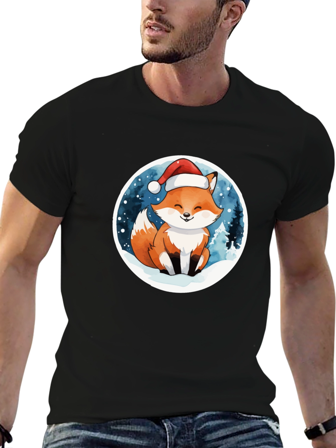 Festive Fox Graphic Tee - Holiday Cheer