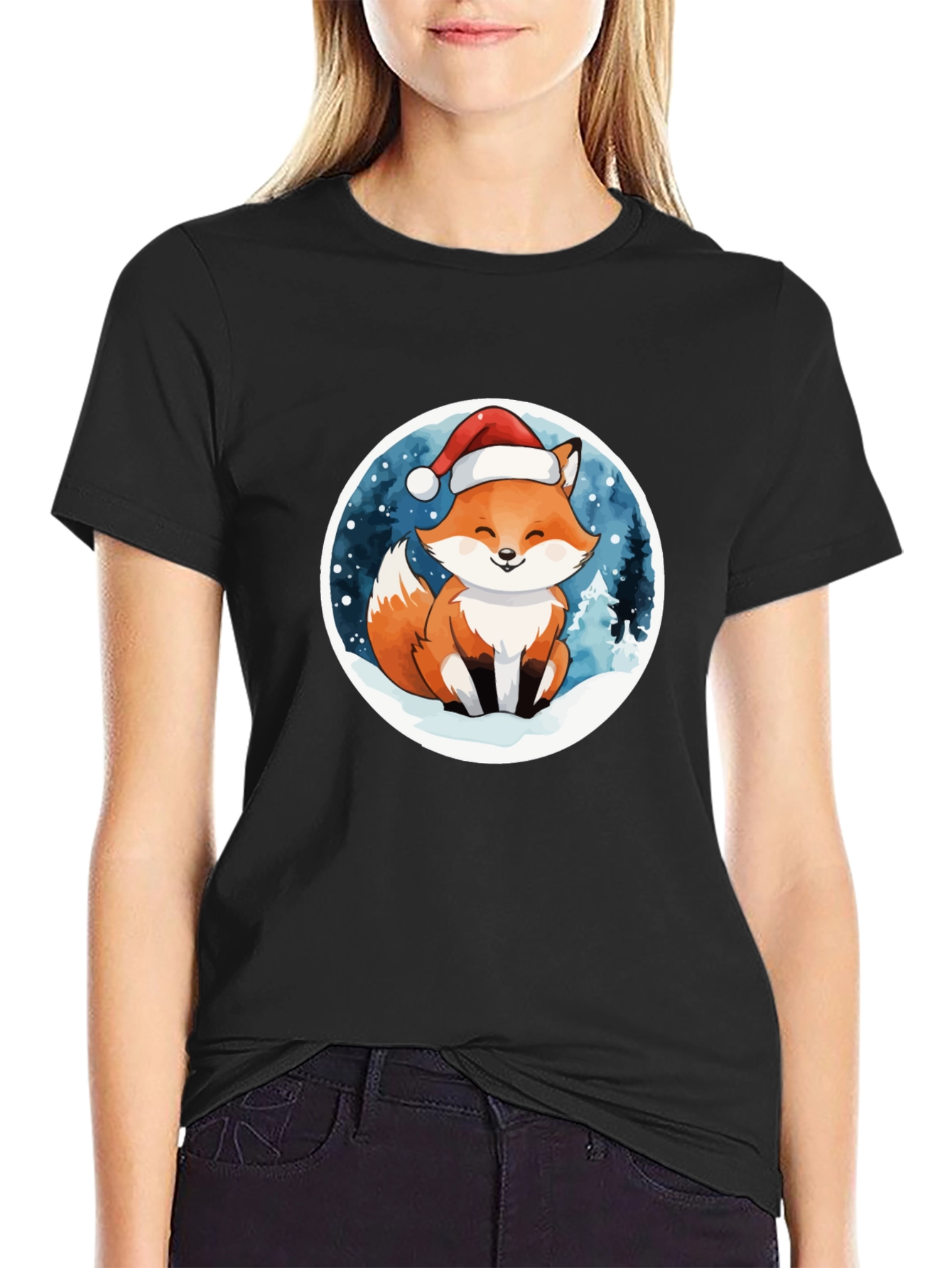 Festive Fox Graphic Tee - Holiday Cheer