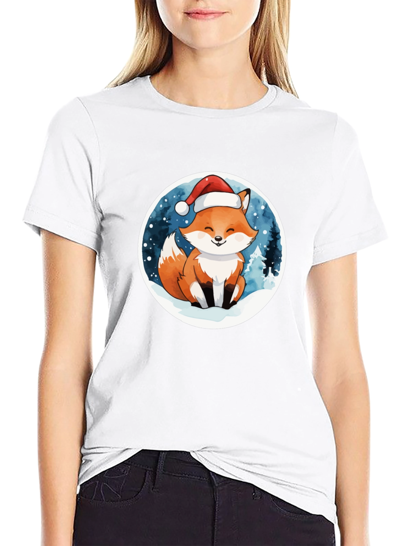 Festive Fox Graphic Tee - Holiday Cheer