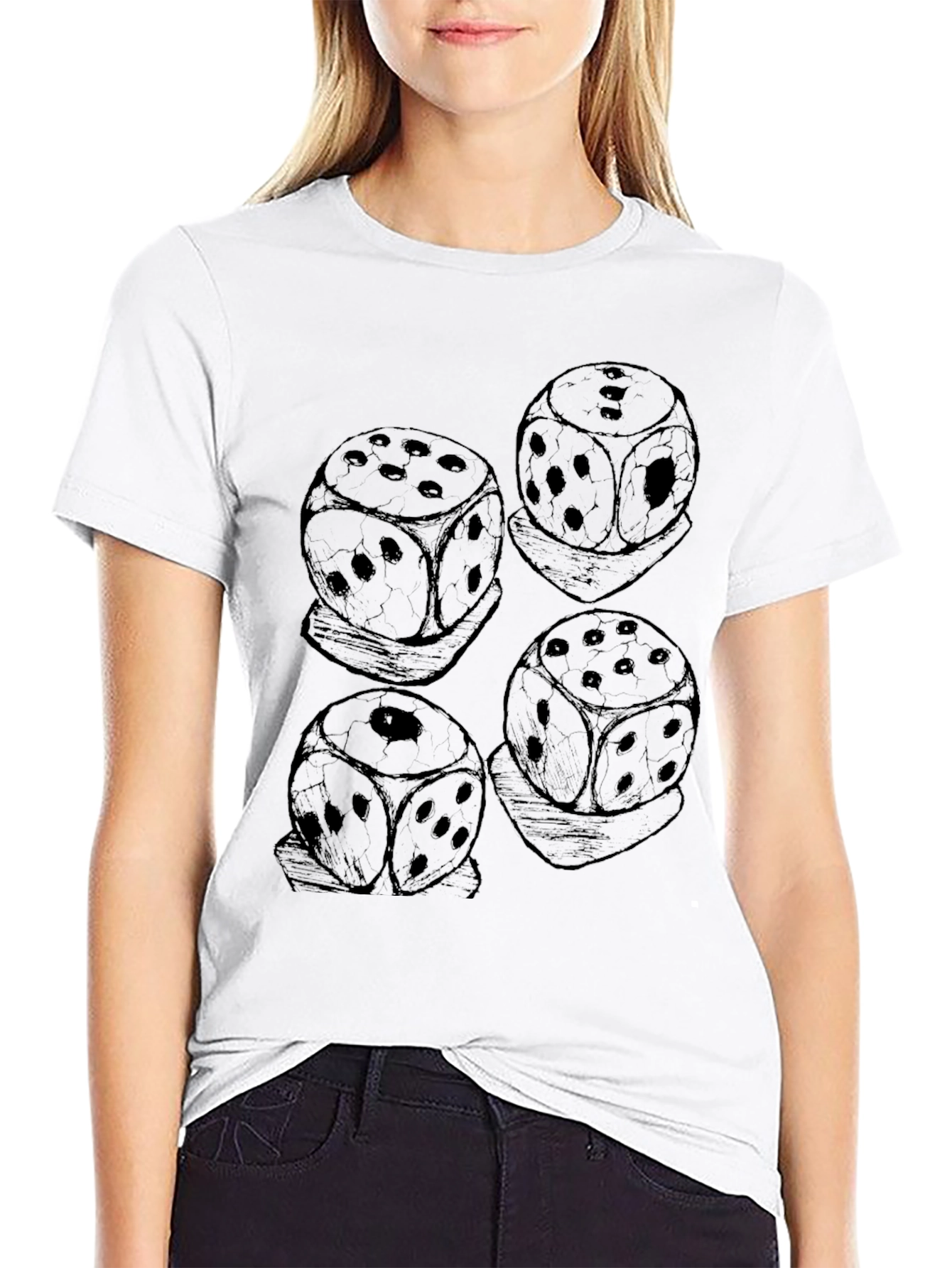 Dice Pattern Black T-Shirt