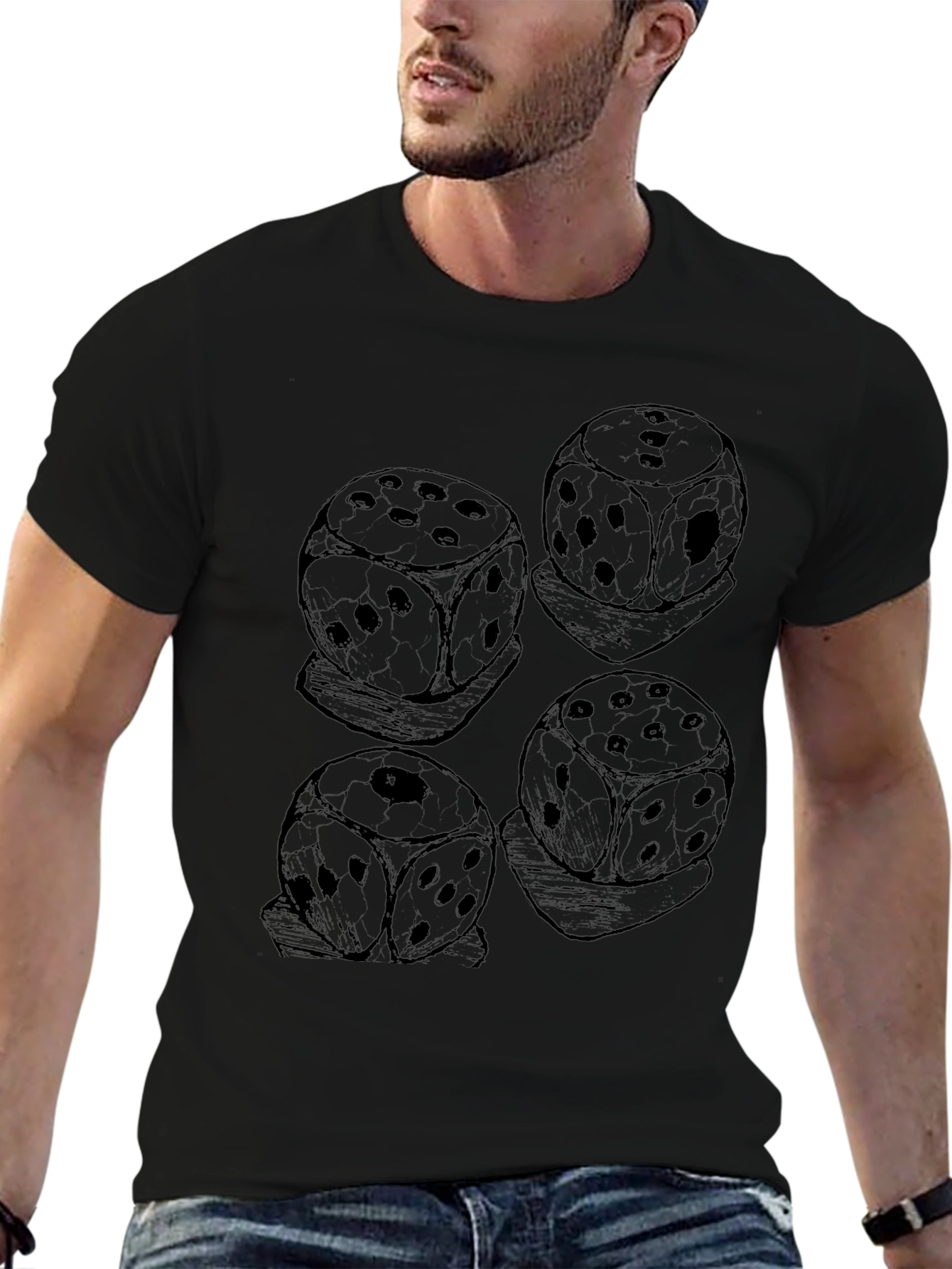 Dice Pattern Black T-Shirt