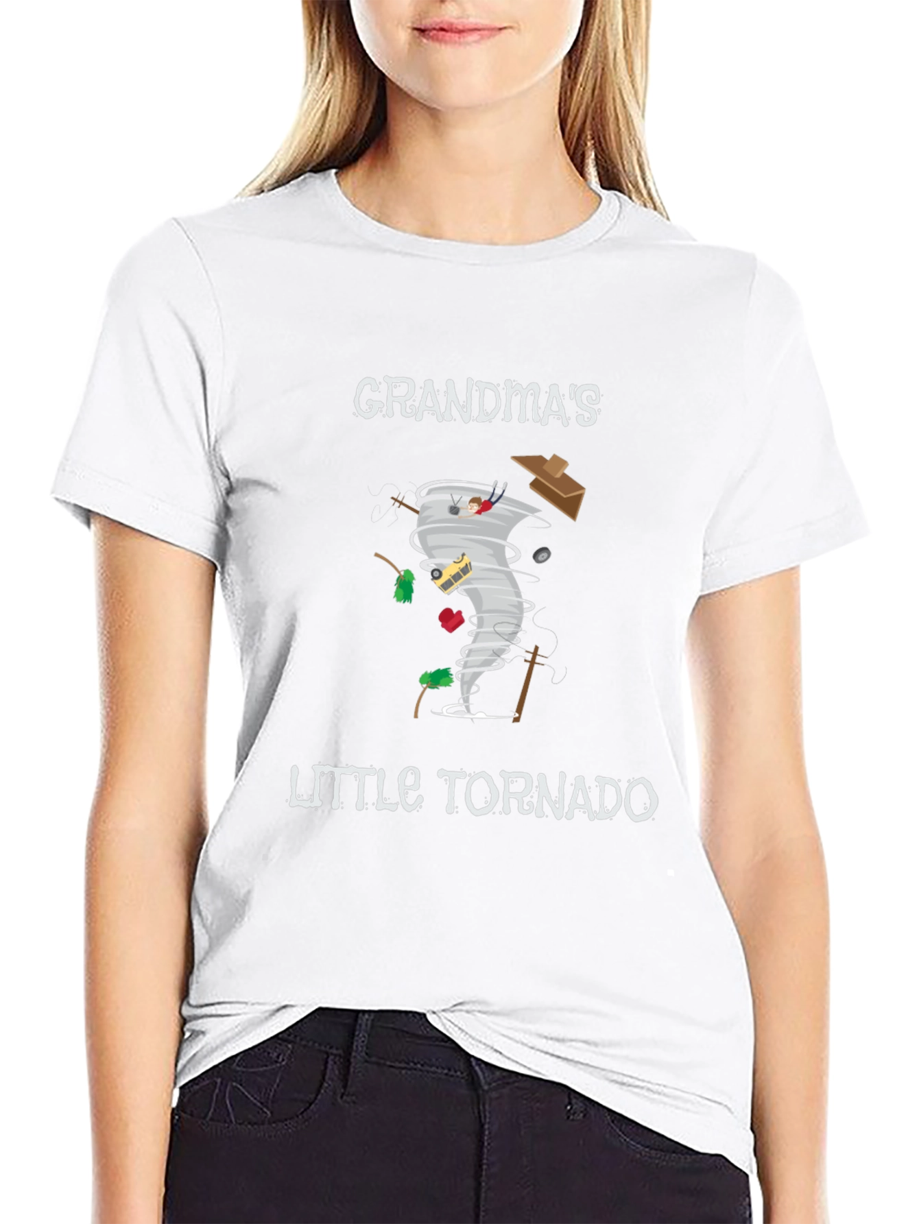 Grandmas Little Tornado Black Graphic Tee