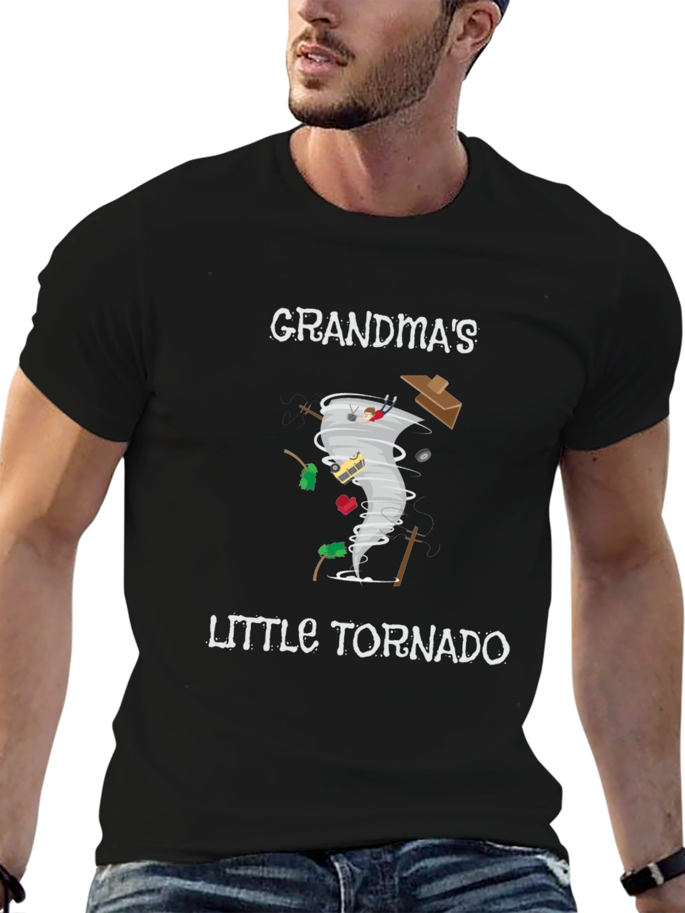 Grandmas Little Tornado Black Graphic Tee
