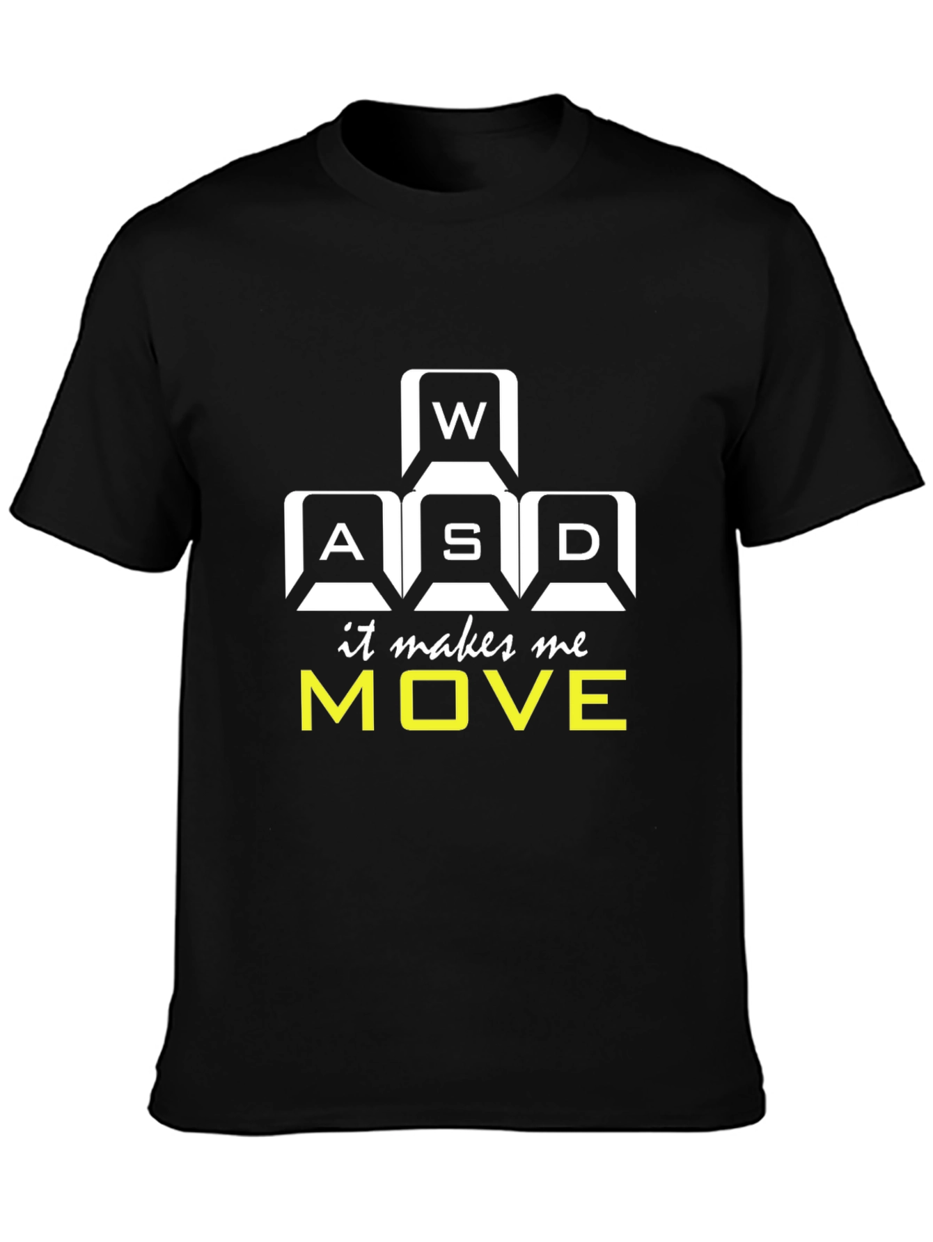 Gamer Black T-Shirt - WASD Keys Design