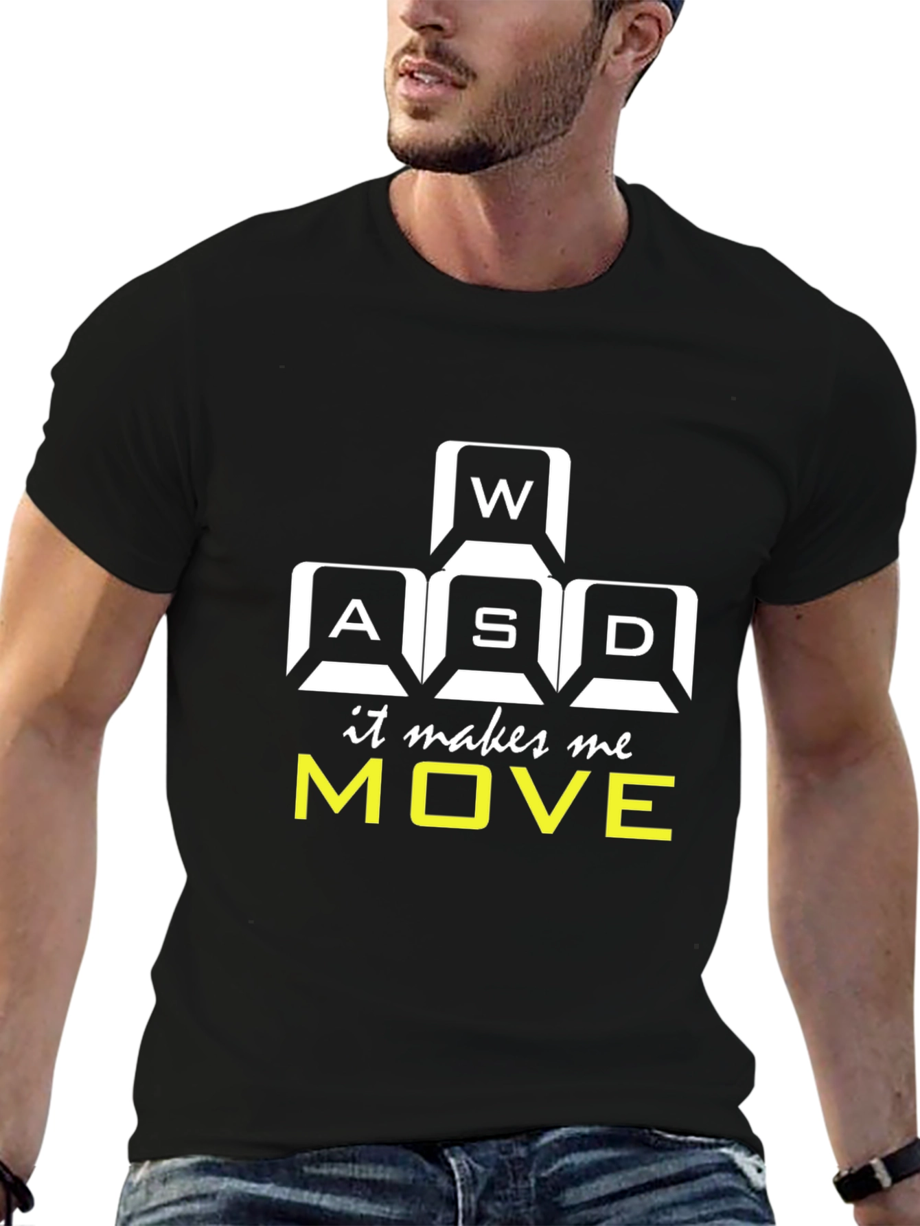 Gamer Black T-Shirt - WASD Keys Design