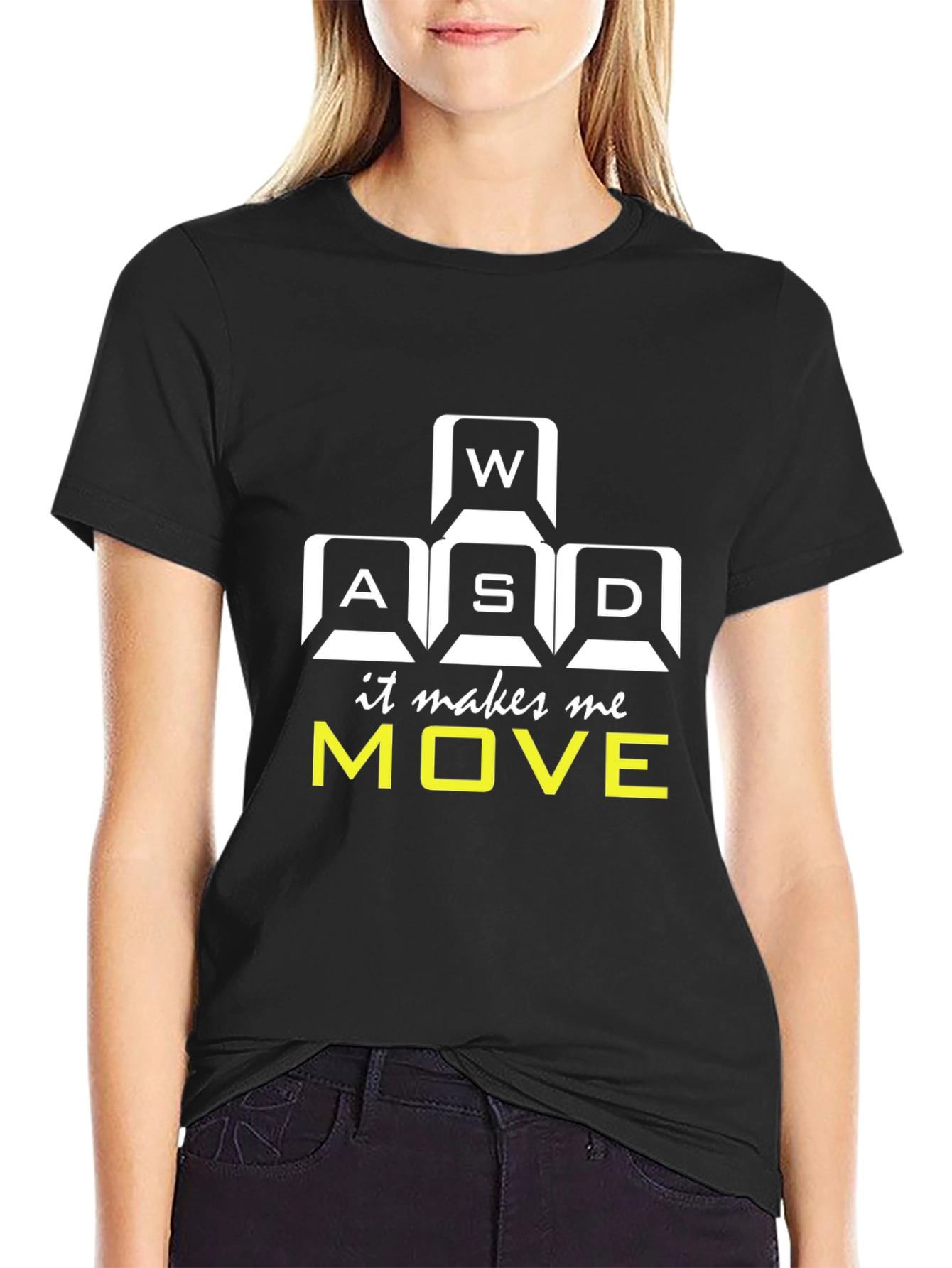 Gamer Black T-Shirt - WASD Keys Design