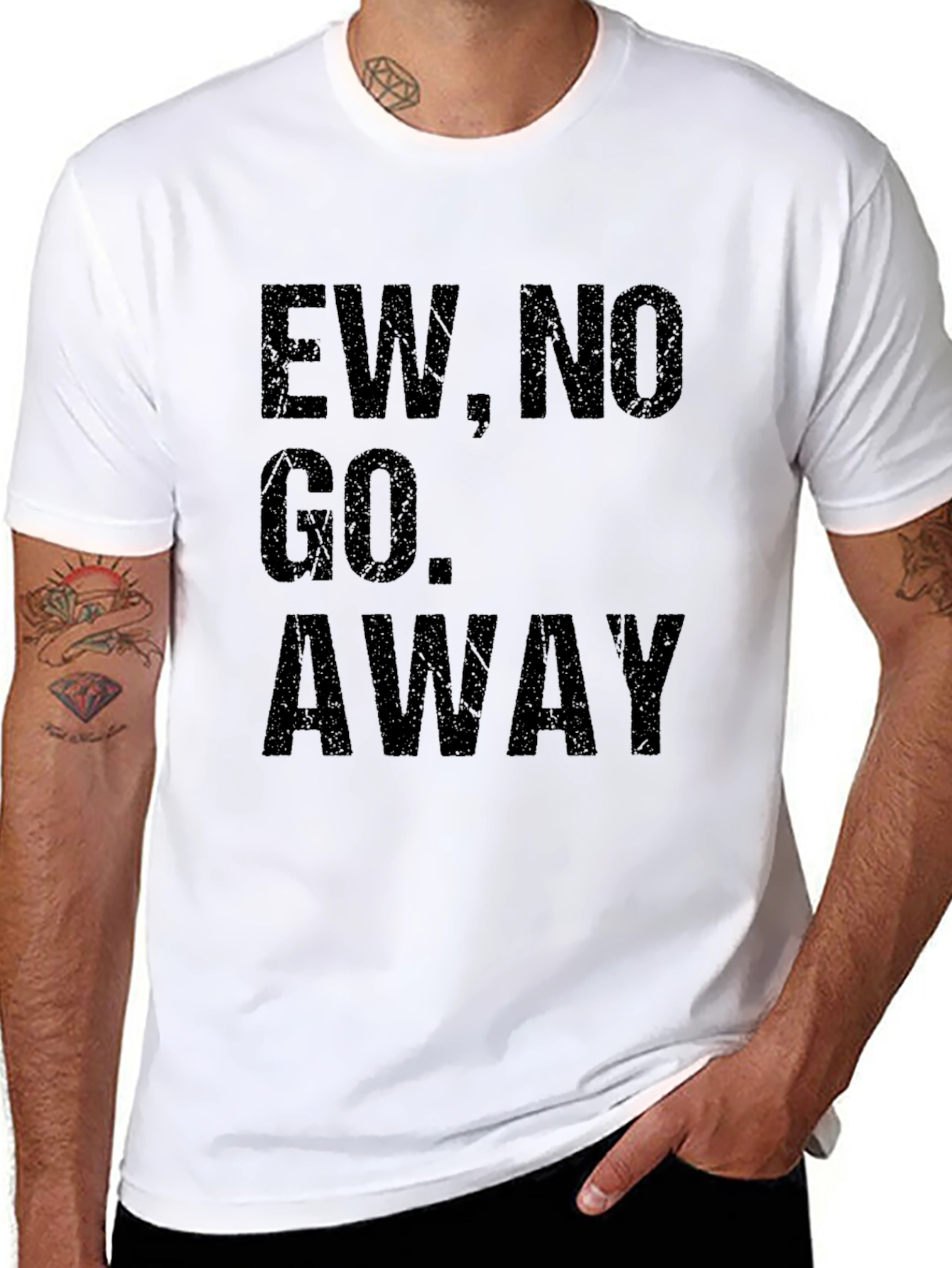 Ew No Go Away Mens Black Graphic Tee