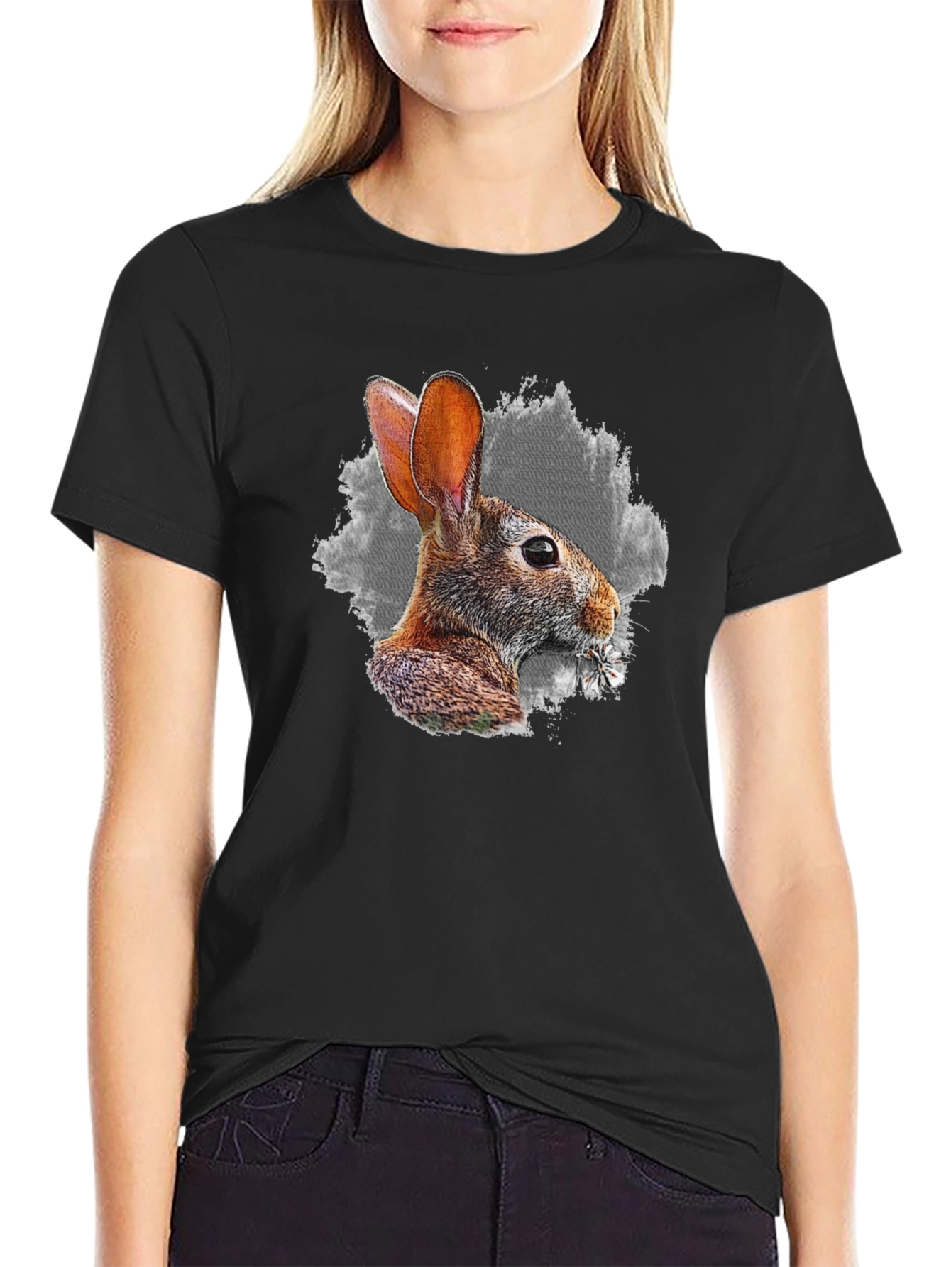Rabbit Graphic Black T-Shirt