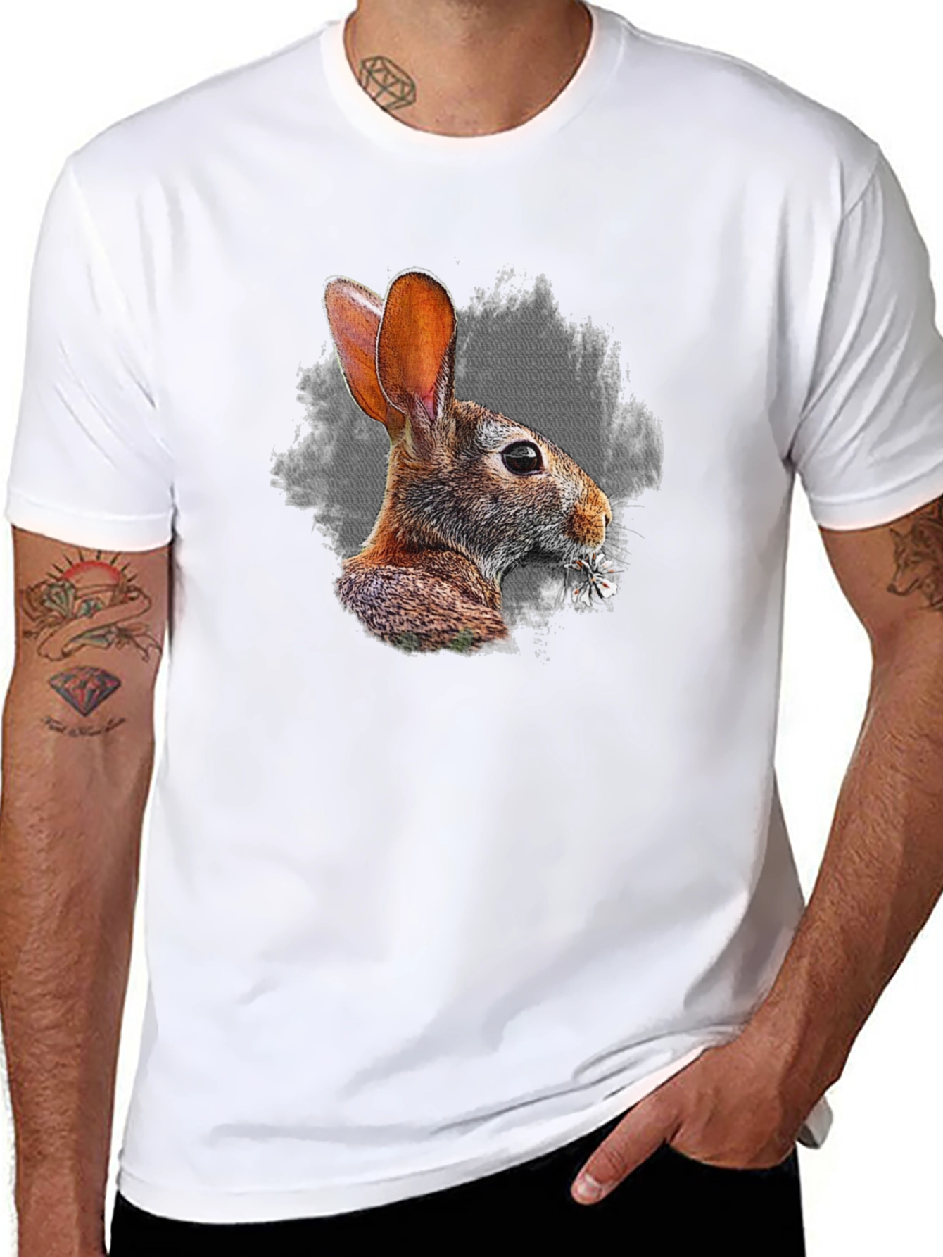 Rabbit Graphic Black T-Shirt