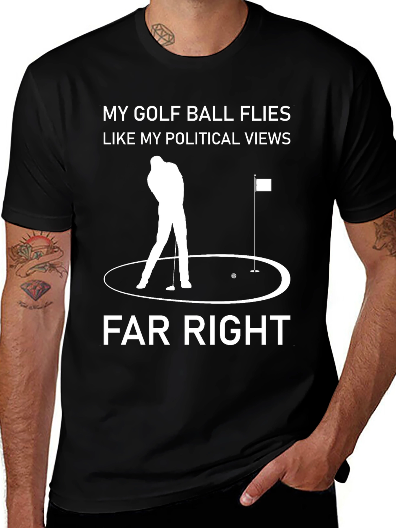 Funny Golf Ball Political Views T-Shirt
