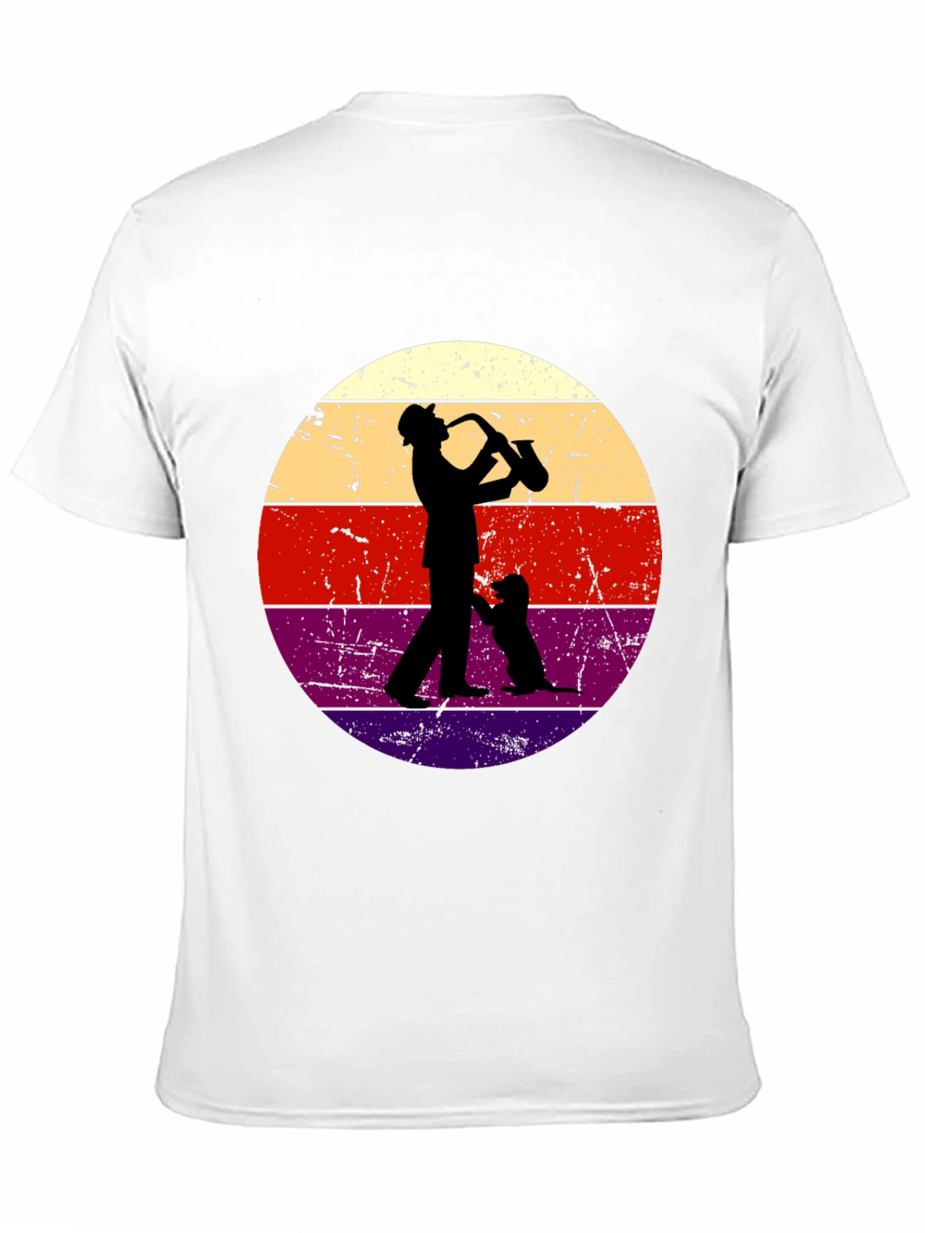 Saxophone Player & Dog Retro Graphic Tee
