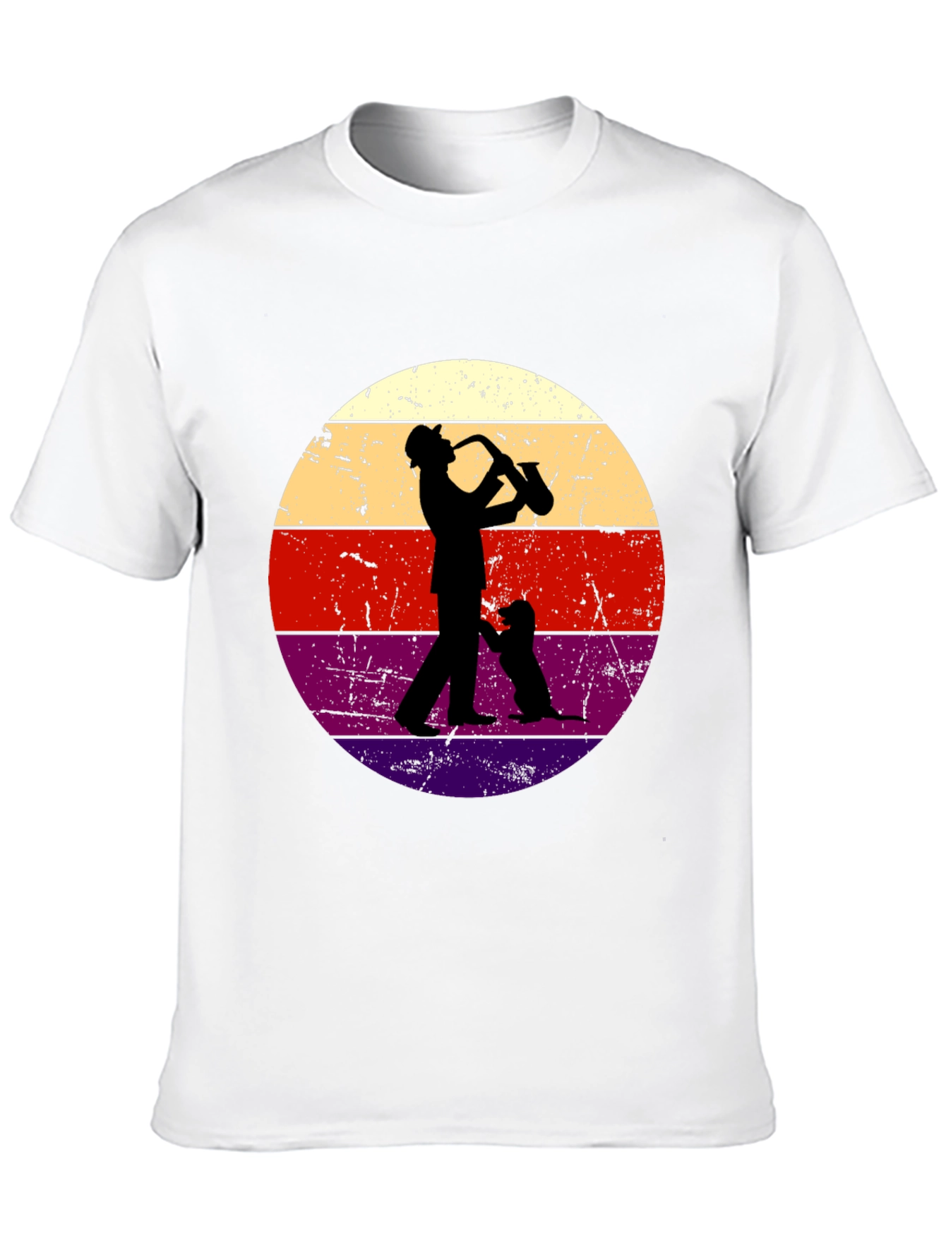Saxophone Player & Dog Retro Graphic Tee