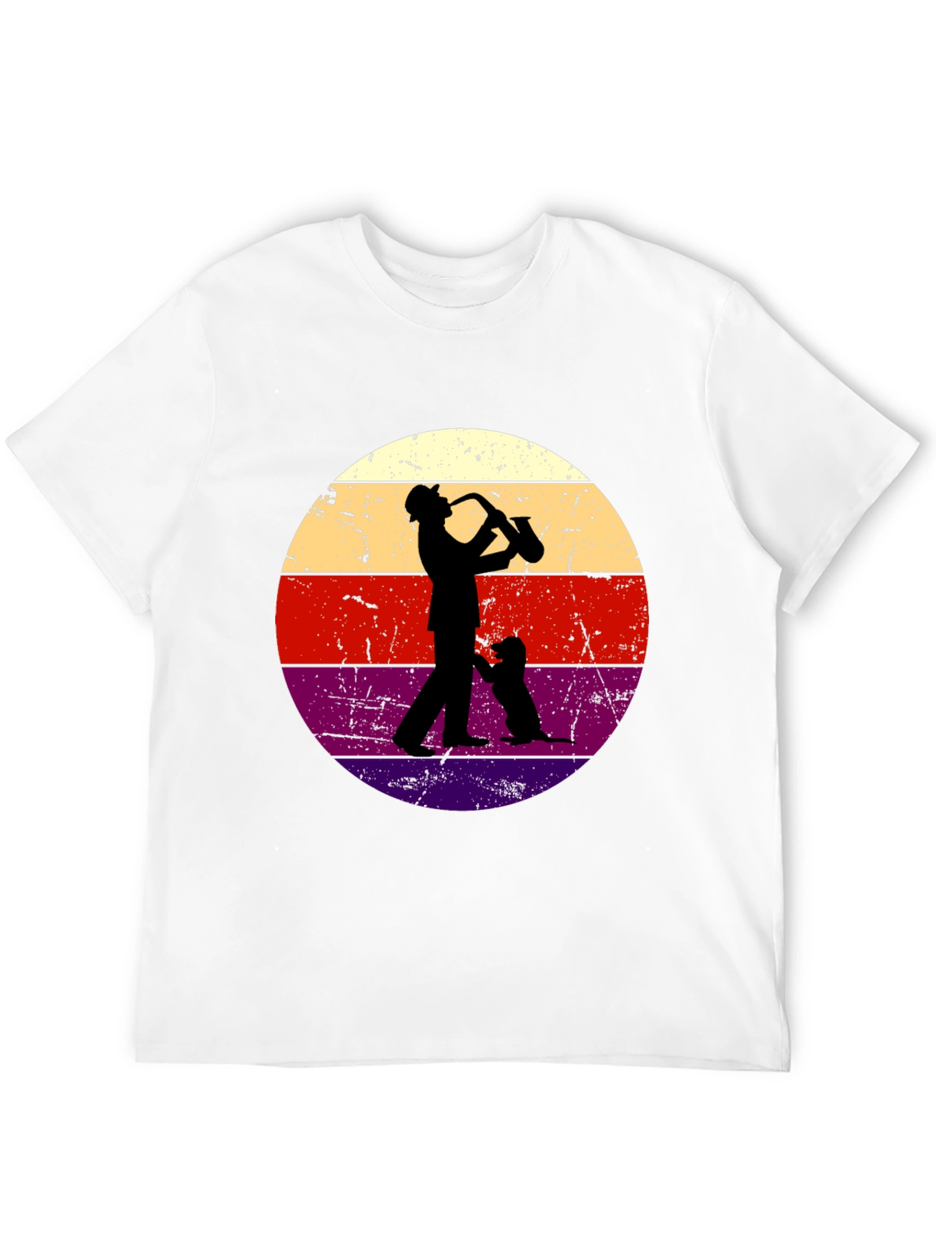 Saxophone Player & Dog Retro Graphic Tee