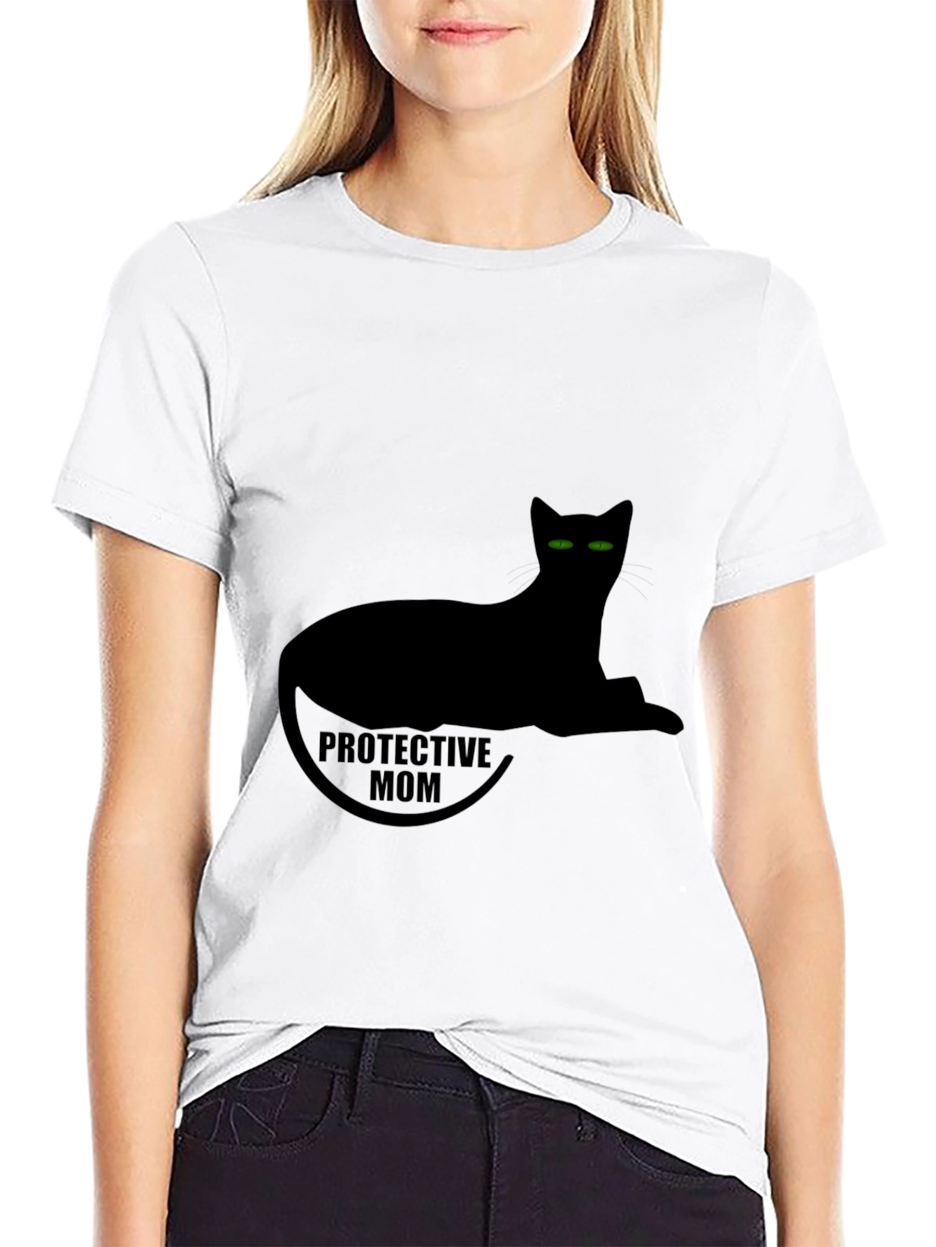 Protective Mom Cat T-Shirt - Black Tee