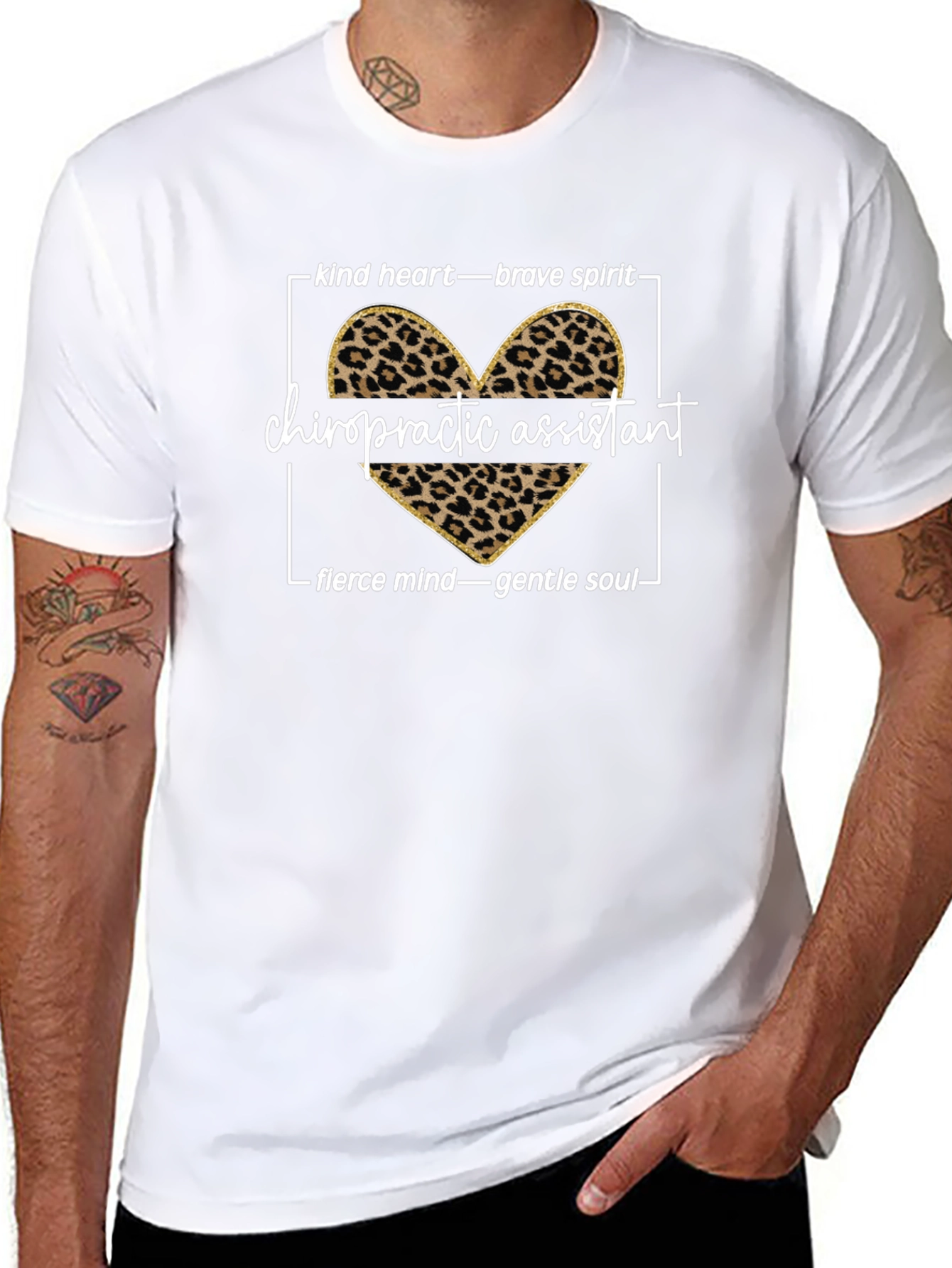 Chiropractic Assistant Leopard Heart Graphic Tee