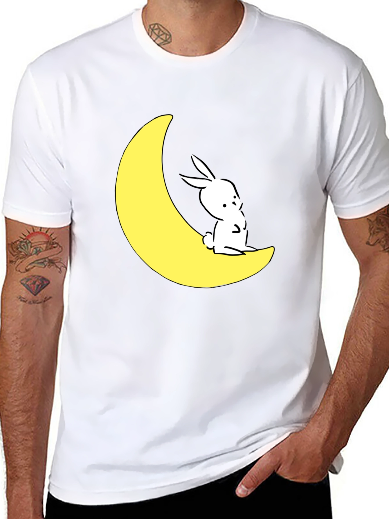 Moon Rabbit Graphic T-Shirt - Black