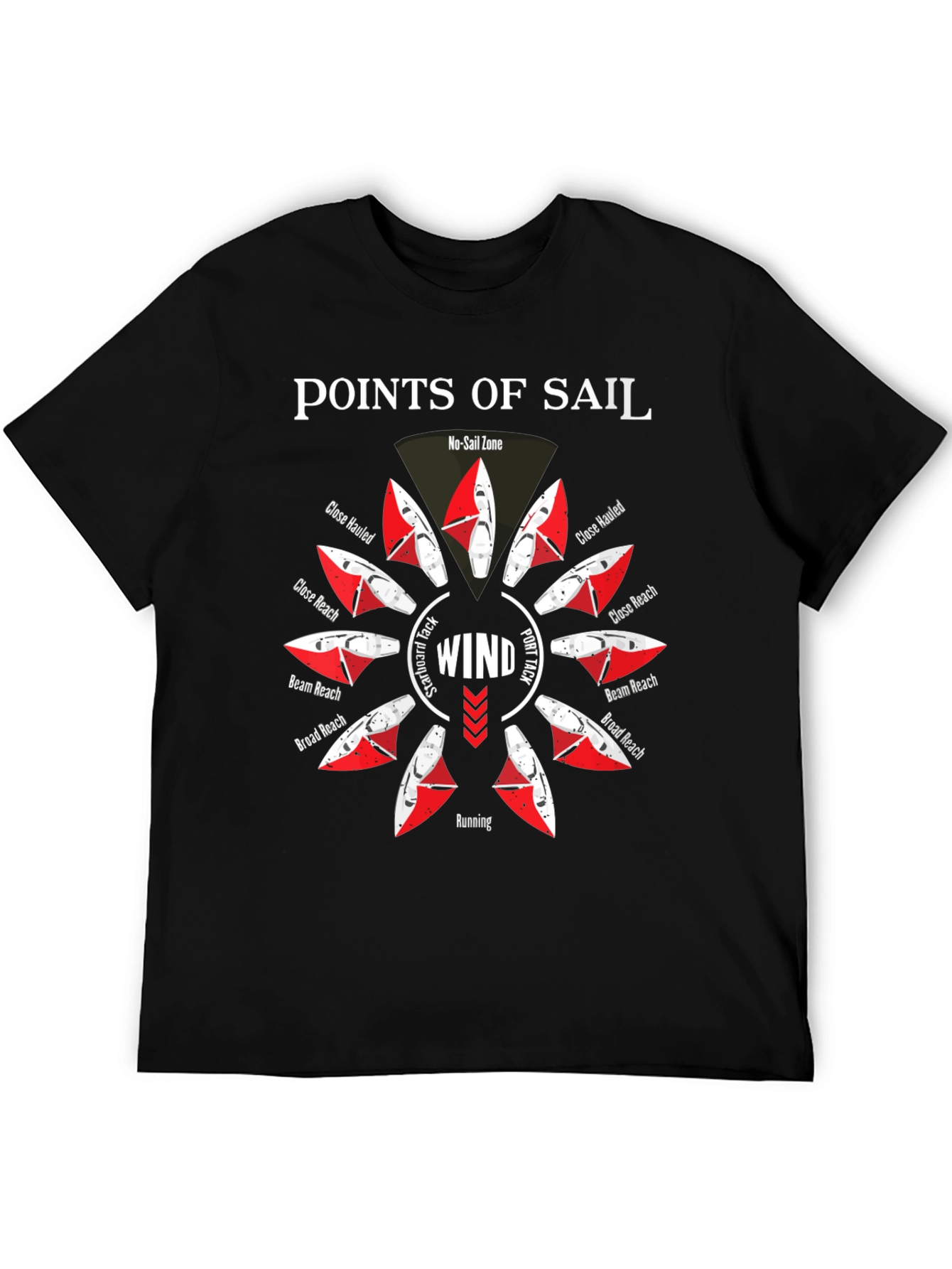Points of Sail Black Graphic T-Shirt
