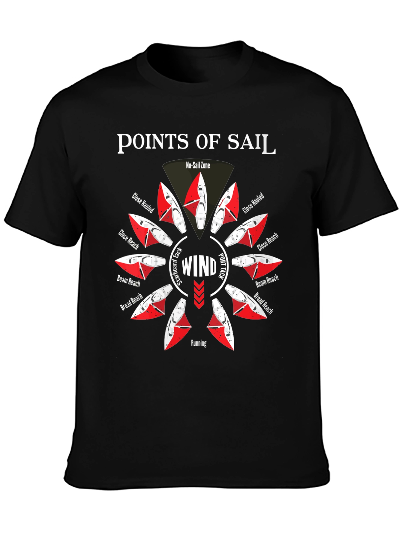 Points of Sail Black Graphic T-Shirt