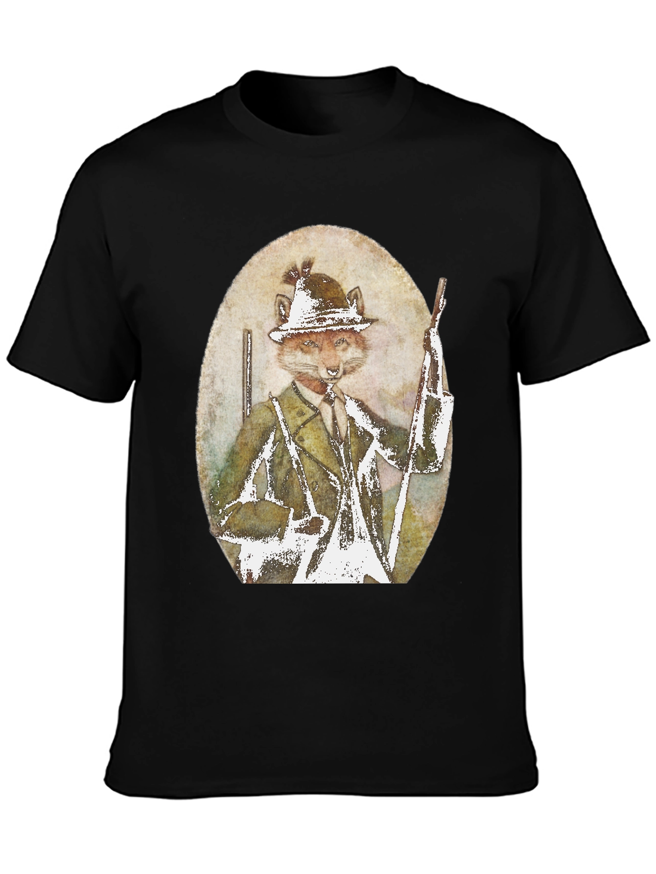 Fox Hunter Graphic T-Shirt - Novelty Print Tee