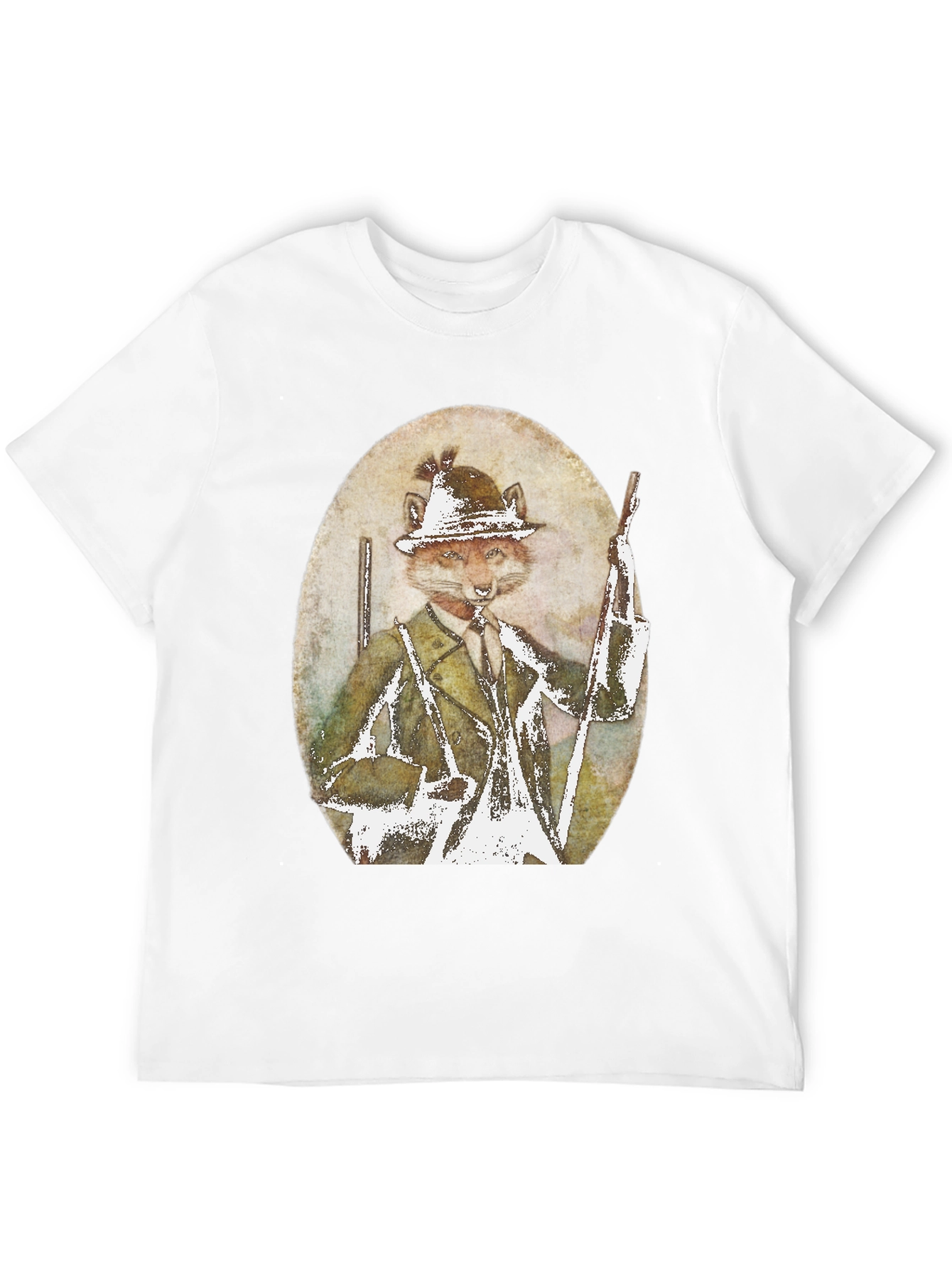 Fox Hunter Graphic T-Shirt - Novelty Print Tee