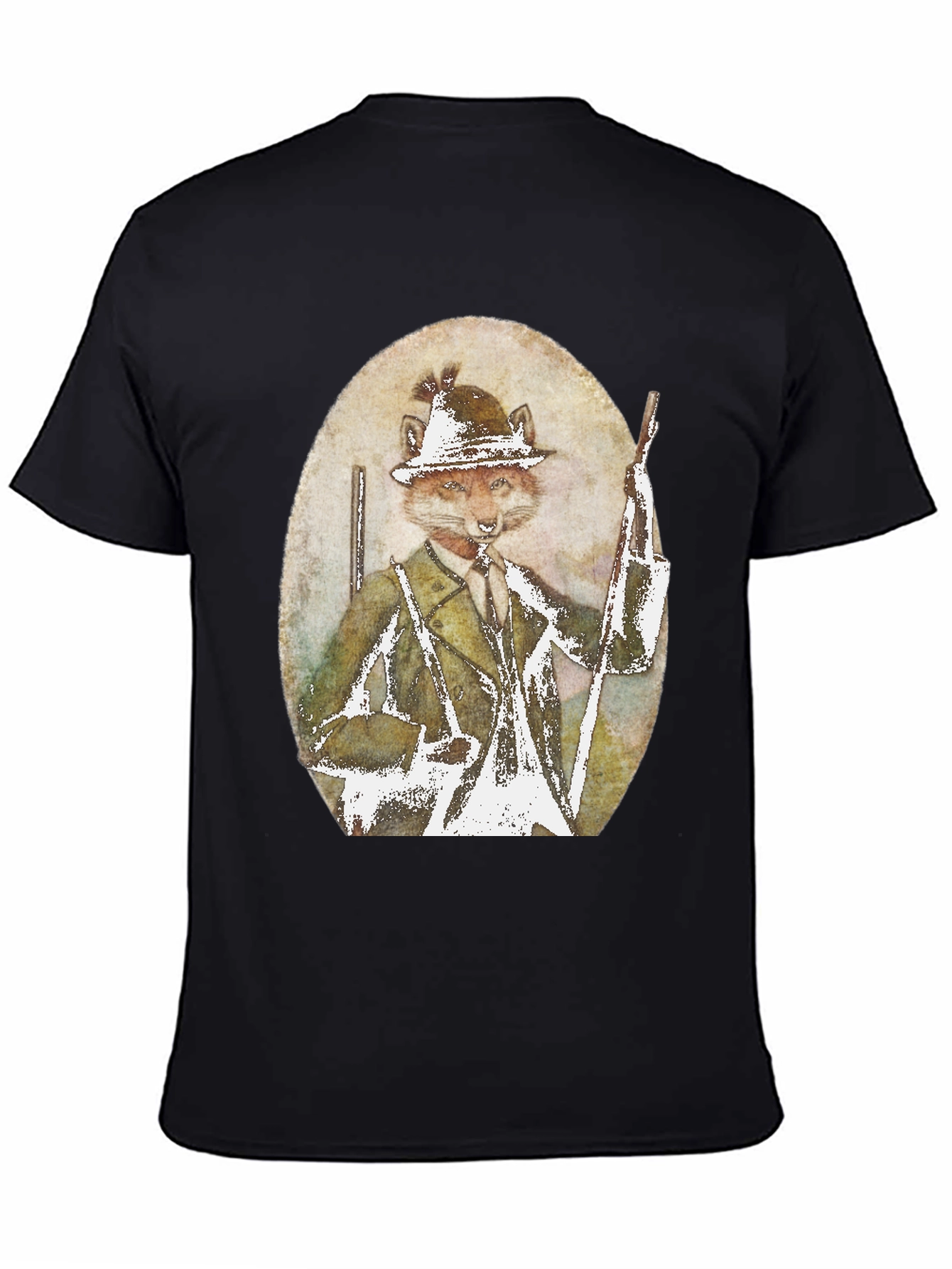 Fox Hunter Graphic T-Shirt - Novelty Print Tee