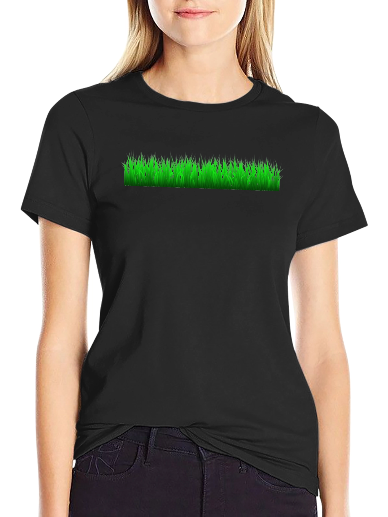 Green Grass Graphic Black Tee