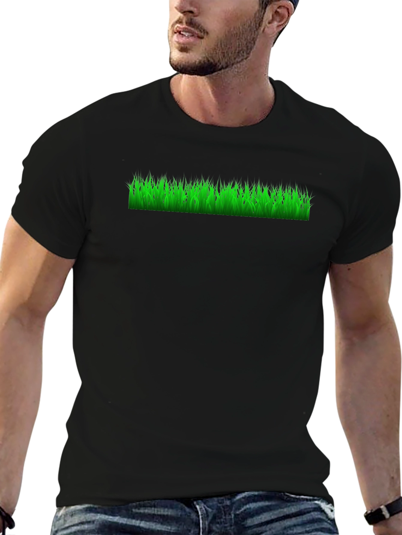 Green Grass Graphic Black Tee