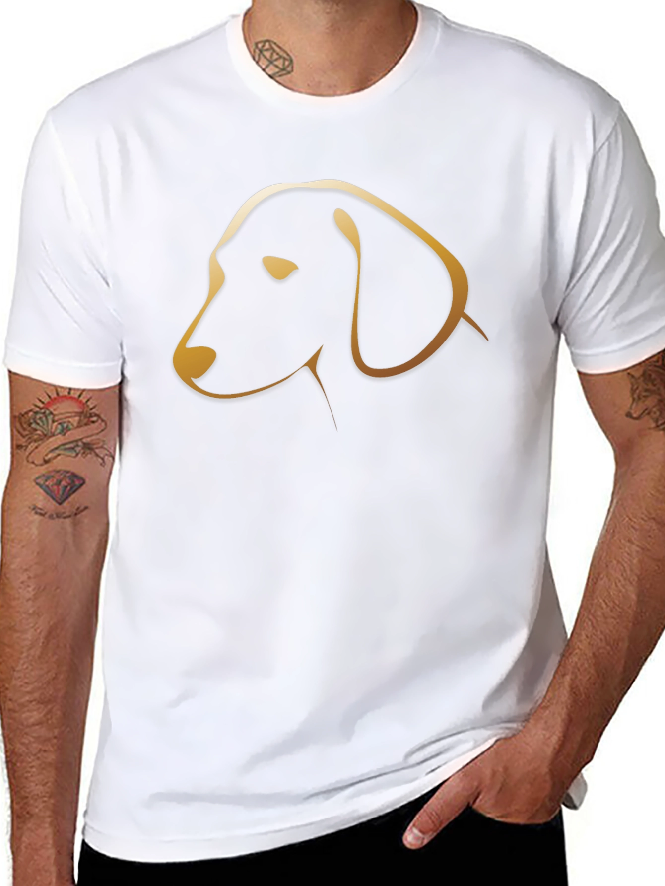 Dachshund Dog Outline T-Shirt - Black