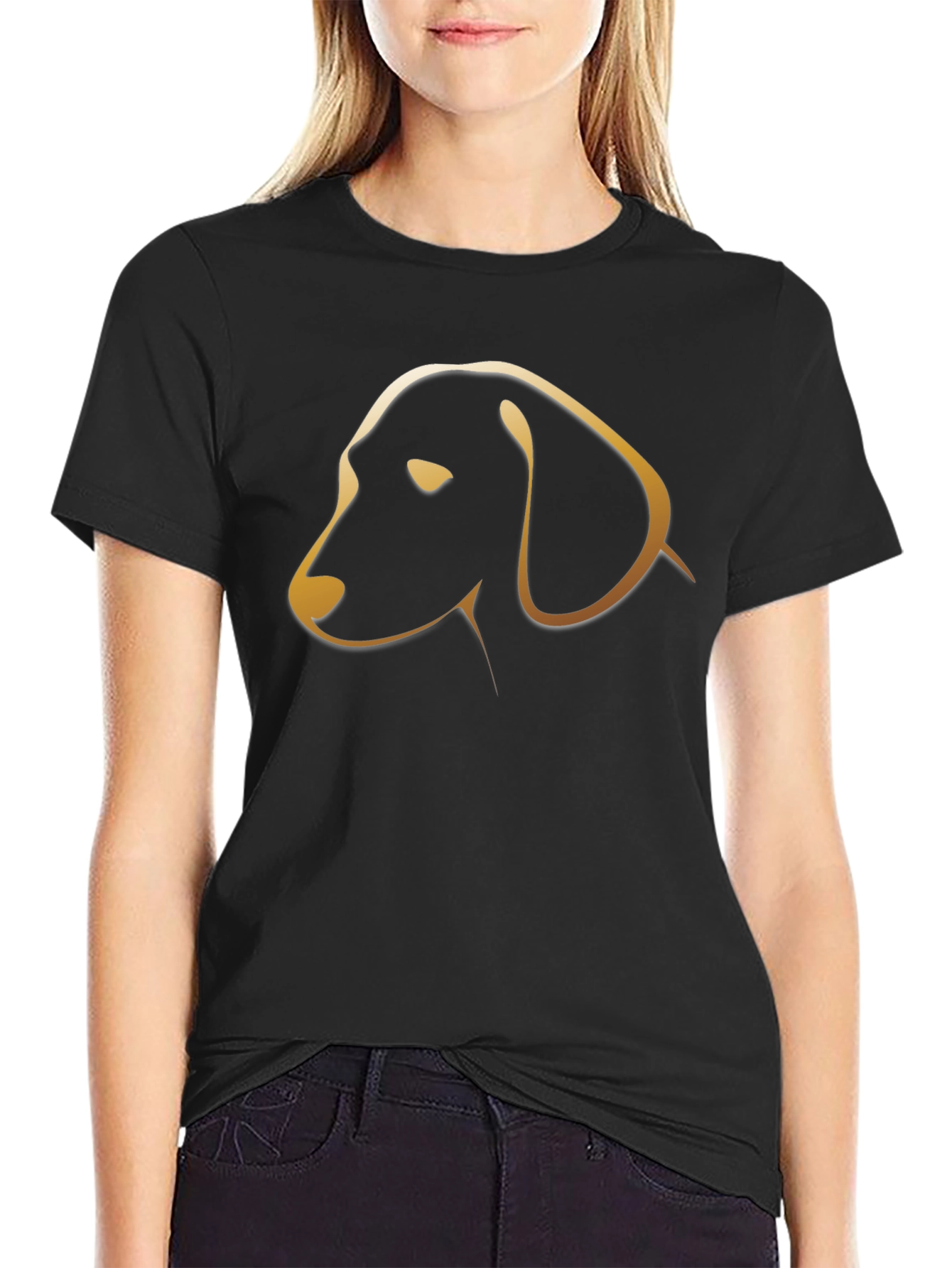 Dachshund Dog Outline T-Shirt - Black