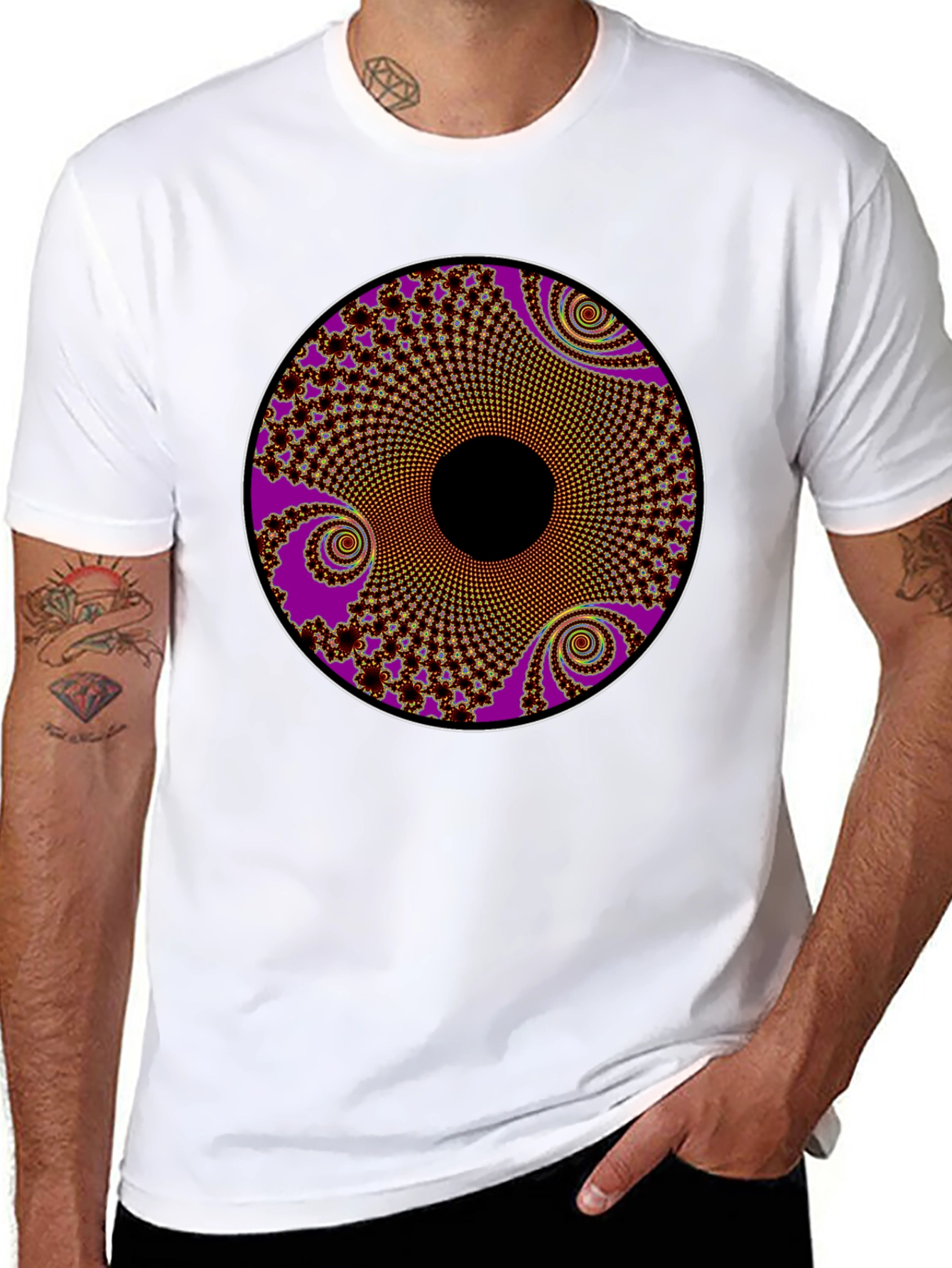 Fractal Circle Graphic Tee - Black