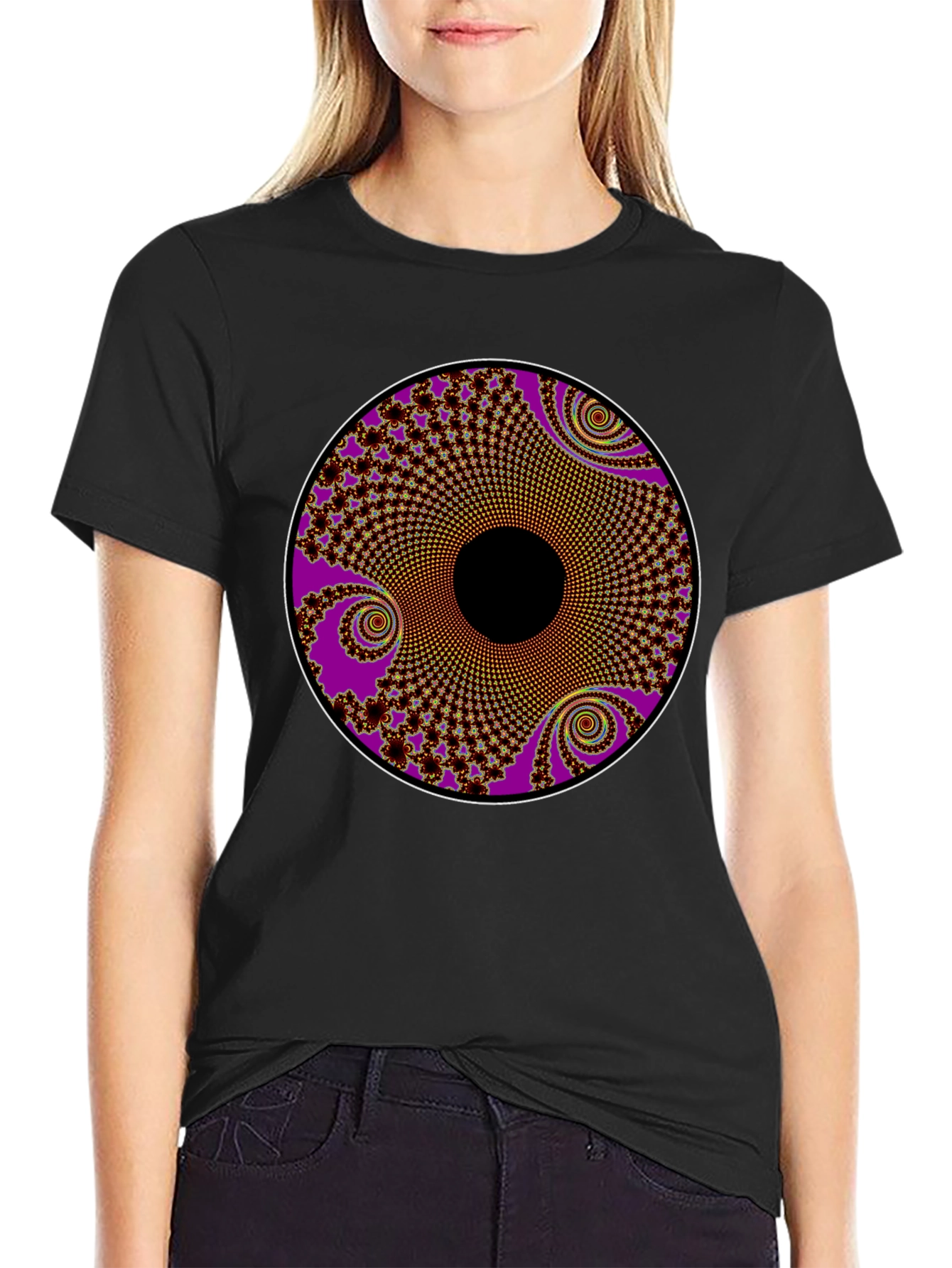 Fractal Circle Graphic Tee - Black
