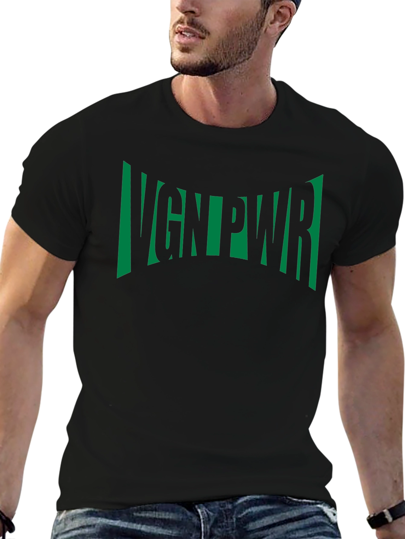 VGN PWR Green Graphic Black T-Shirt